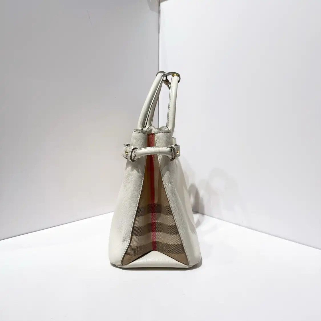 Burberry BURBERRY The Banner Medium white cowhide leather handbag detachable strap Size ONE SIZE - 5 Thumbnail