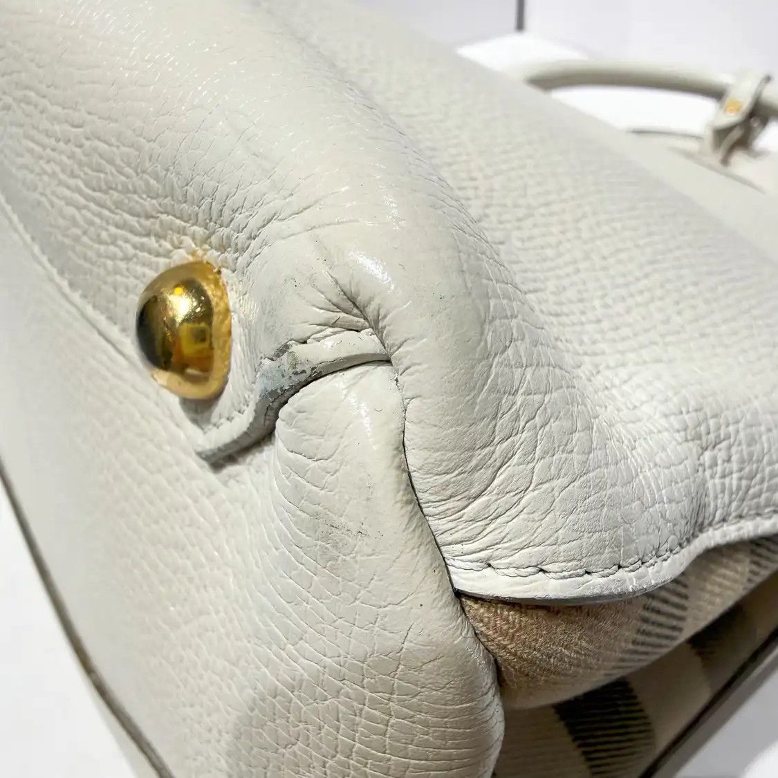 Burberry BURBERRY The Banner Medium white cowhide leather handbag detachable strap Size ONE SIZE - 14 Thumbnail
