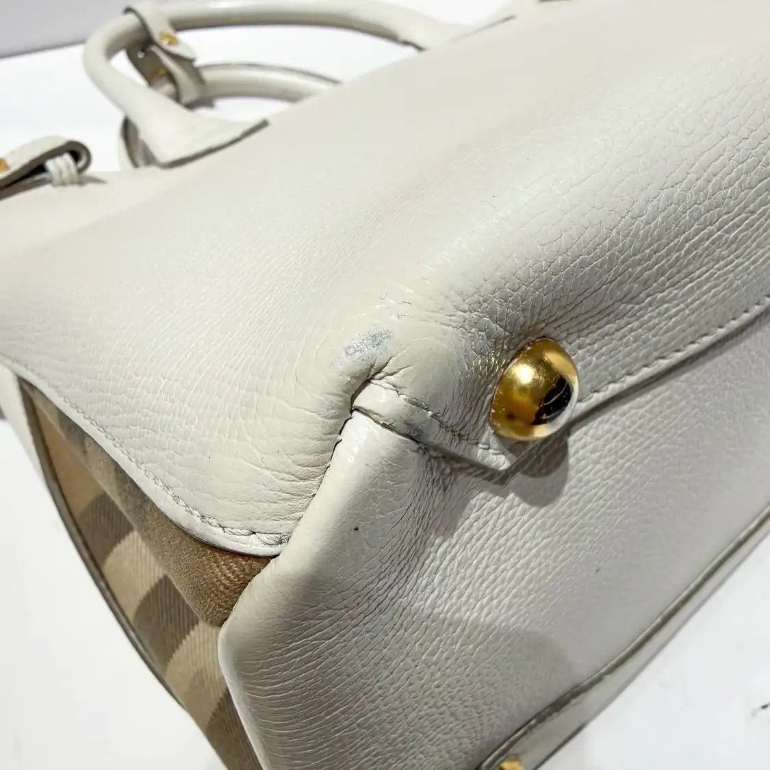 Burberry BURBERRY The Banner Medium white cowhide leather handbag detachable strap Size ONE SIZE - 13 Thumbnail