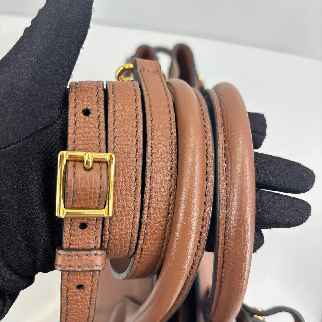 Burberry BURBERRY The Banner Medium brown cowhide leather war horse plaid handbag Size ONE SIZE - 7 Thumbnail