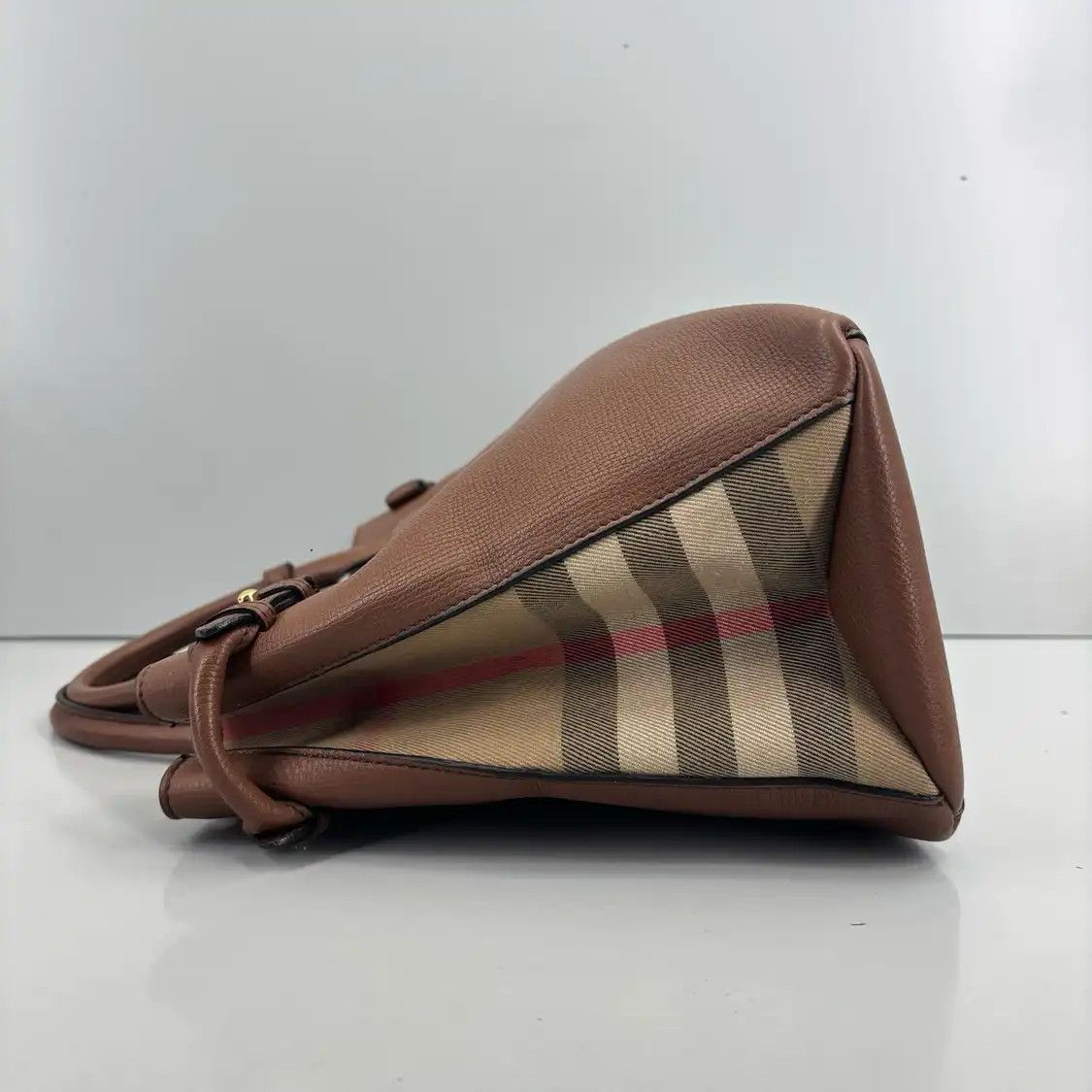 Burberry BURBERRY The Banner Medium brown cowhide leather war horse plaid handbag Size ONE SIZE - 2 Thumbnail