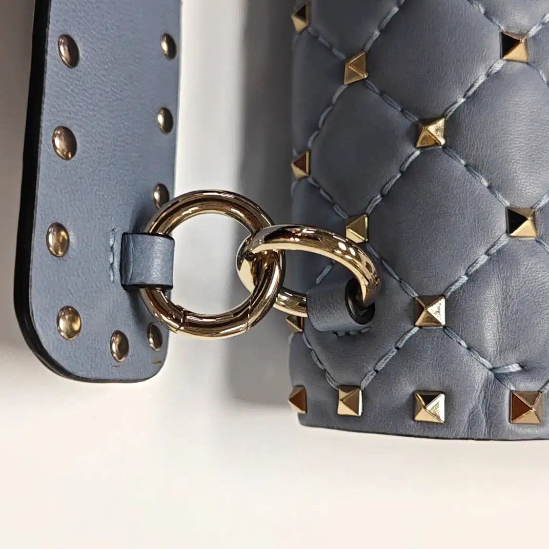 Valentino VALENTINO Spike Up light bluesheepskin stud quilted shoulder bag handbag crossbo Size ONE SIZE - 14 Thumbnail