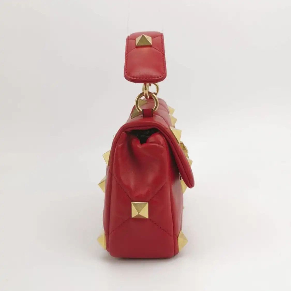 Valentino VALENTINO Roman Stud Medium red sheepskin stud quilted shoulder bag detachable s Size ONE SIZE - 3 Thumbnail