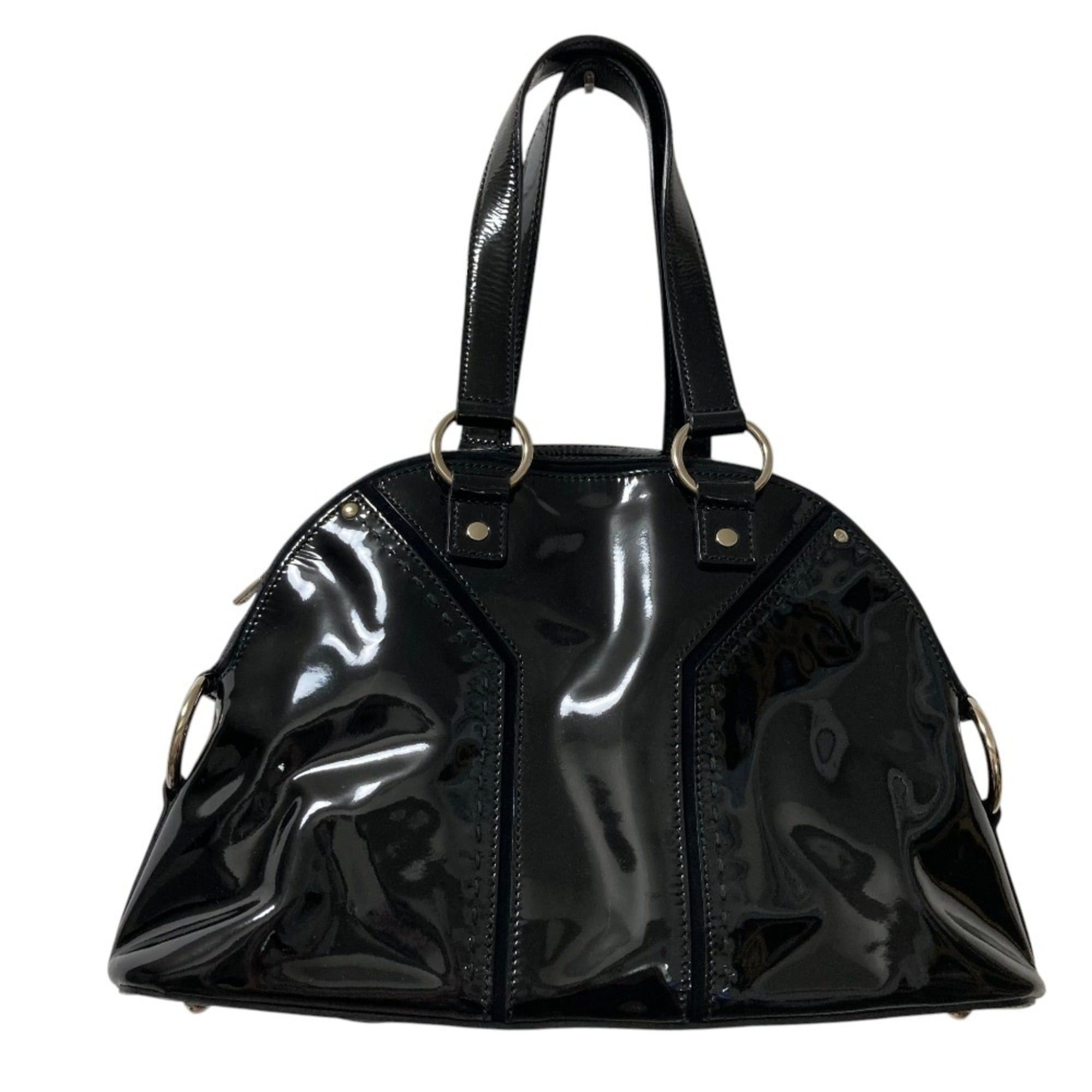 Yves Saint Laurent Yves Saint Laurent Muse Y-Line Patent Leather Handbag 156465 Black Women's Size ONE SIZE - 3 Thumbnail