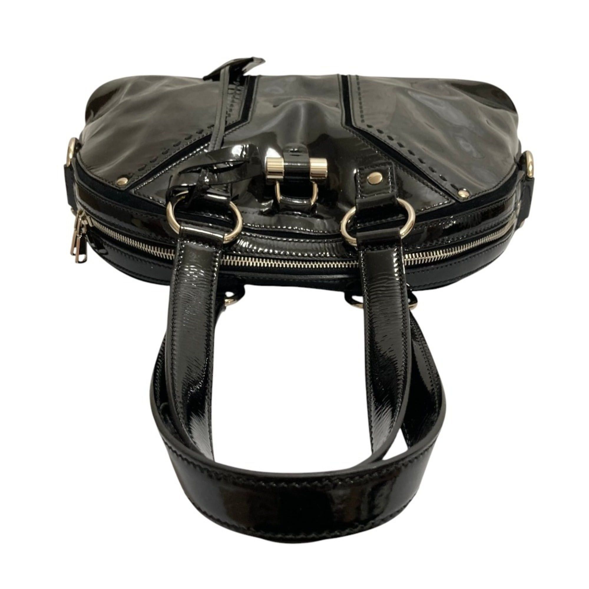 Yves Saint Laurent Yves Saint Laurent Muse Y-Line Patent Leather Handbag 156465 Black Women's Size ONE SIZE - 5 Thumbnail