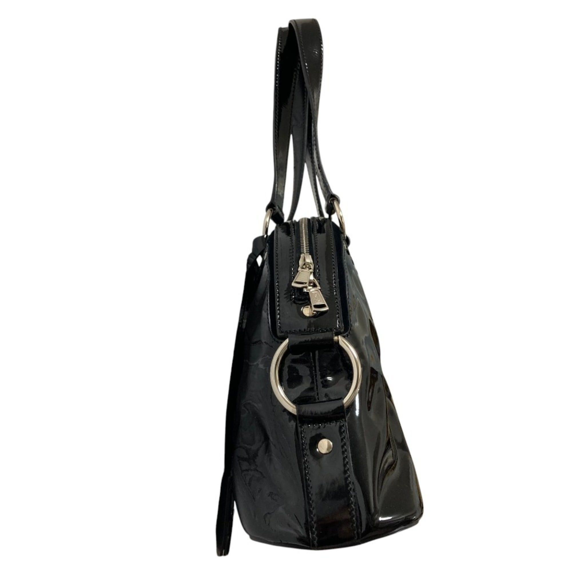Yves Saint Laurent Yves Saint Laurent Muse Y-Line Patent Leather Handbag 156465 Black Women's Size ONE SIZE - 4 Thumbnail