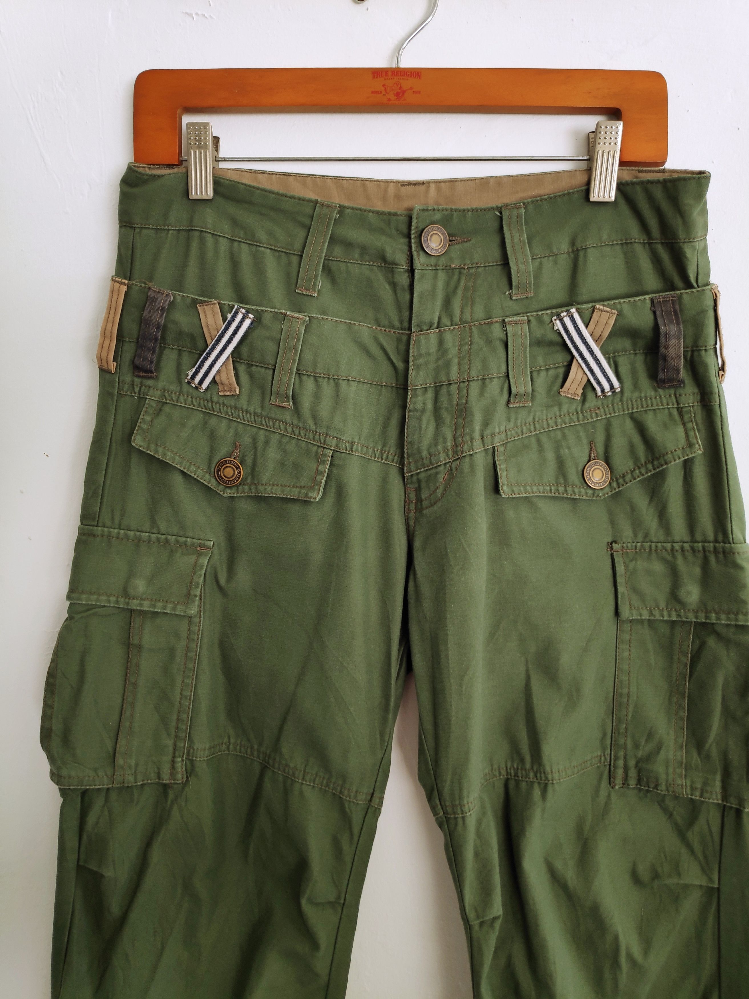 Designer PanaspurDouble Waist Multiple Pocket Pants Green Military Size US 30 / EU 46 - 3 Thumbnail