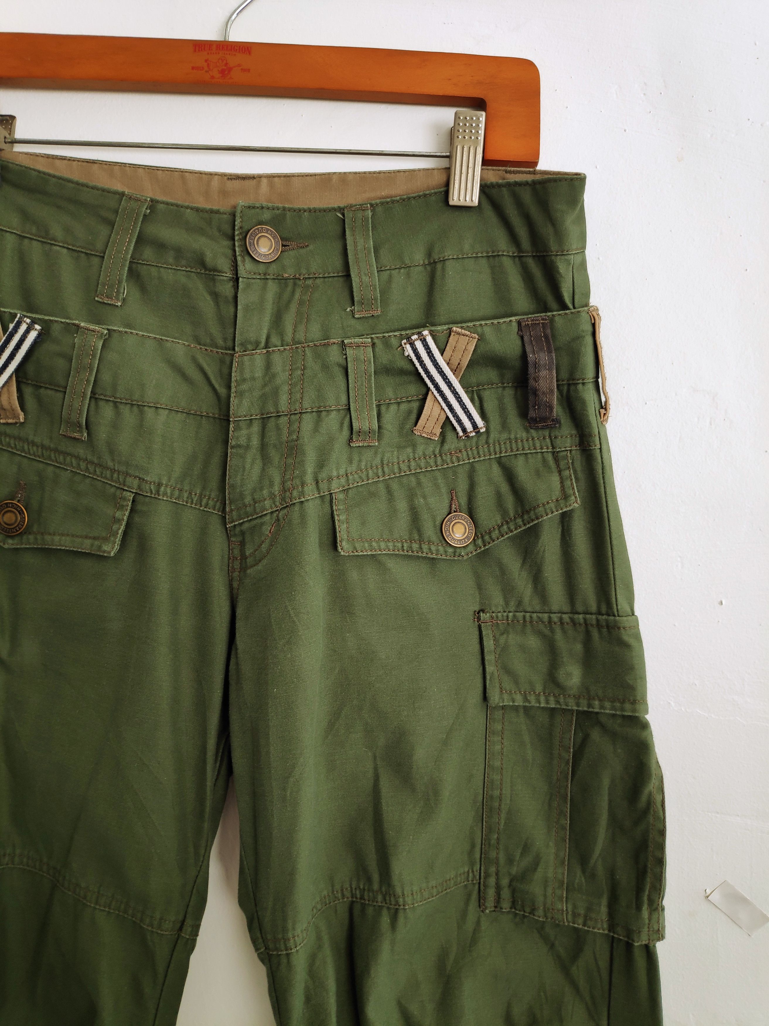 Designer PanaspurDouble Waist Multiple Pocket Pants Green Military Size US 30 / EU 46 - 4 Thumbnail