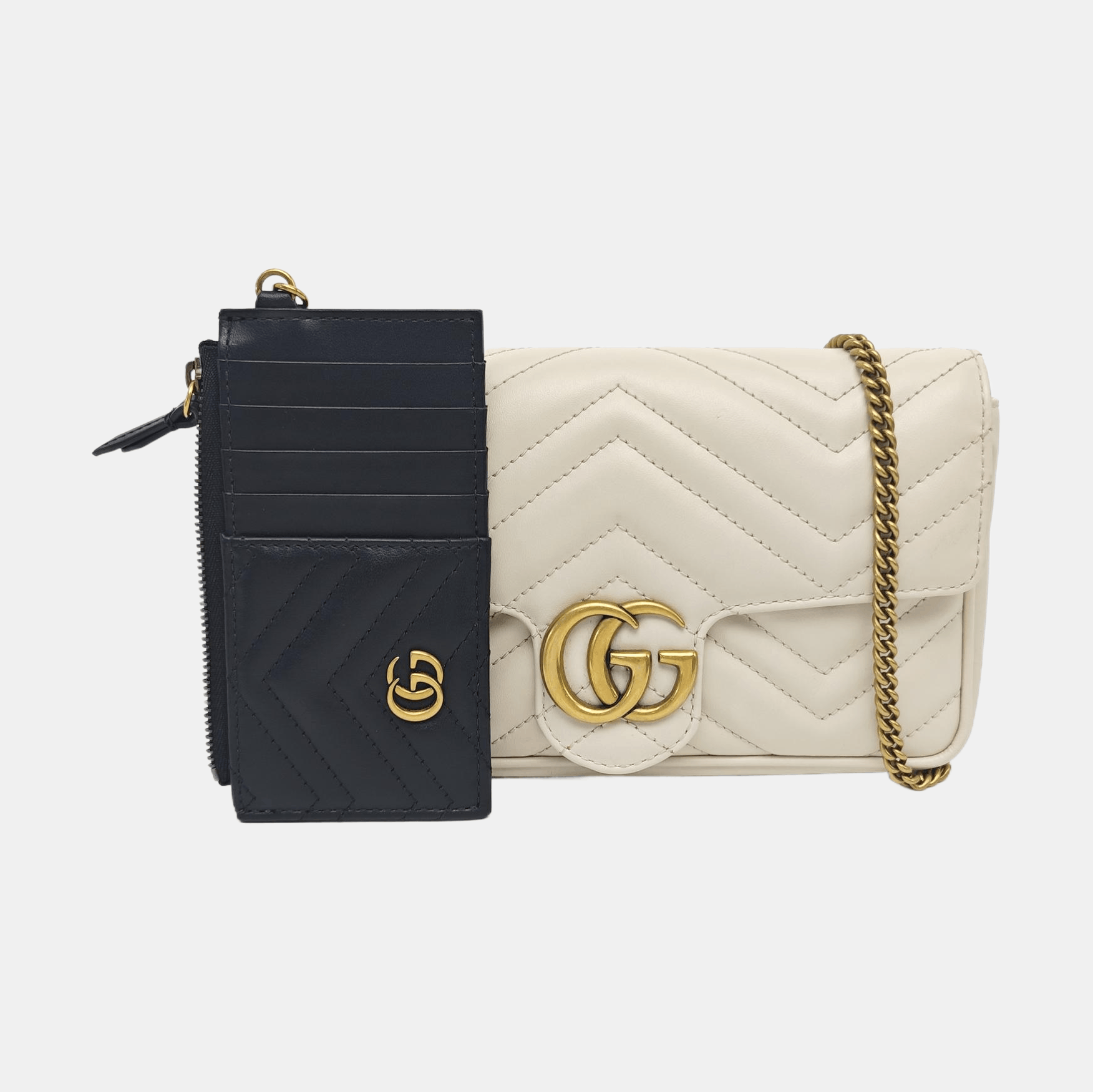 Gucci Gucci GG Marmont White Quilted Leather Shoulder Bag Size ONE SIZE - 8 Thumbnail