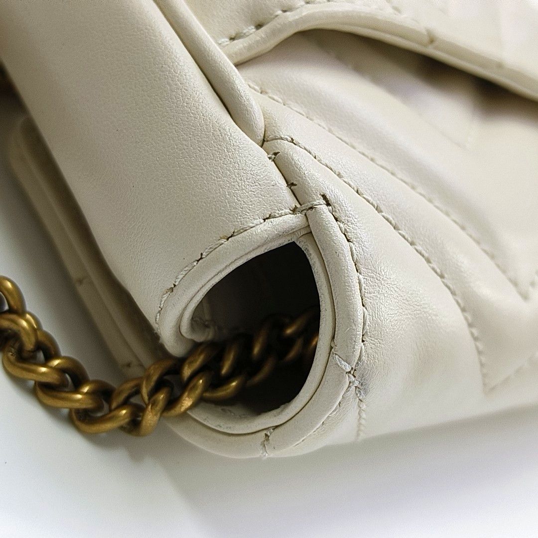 Gucci Gucci GG Marmont White Quilted Leather Shoulder Bag Size ONE SIZE - 10 Thumbnail