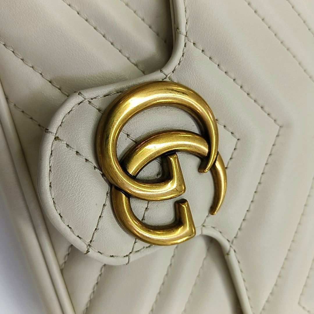 Gucci Gucci GG Marmont White Quilted Leather Shoulder Bag Size ONE SIZE - 9 Thumbnail