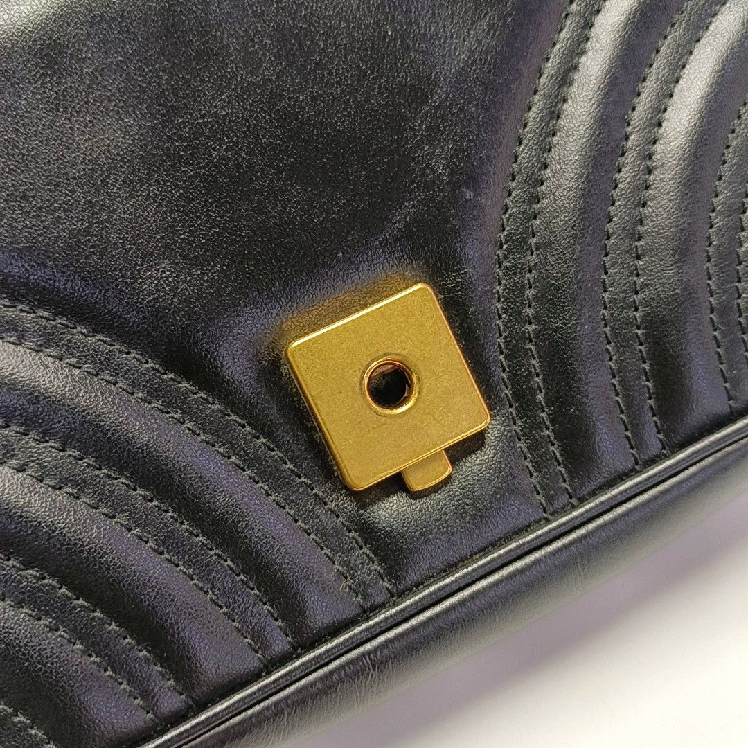 Gucci Gucci GG Marmont Small Black Leather Shoulder Bag Size ONE SIZE - 12 Thumbnail