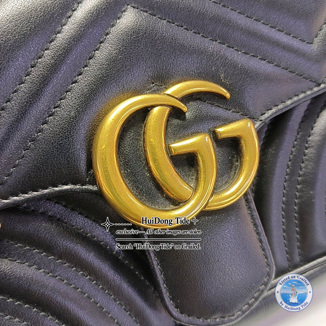 Gucci Gucci GG Marmont Small Black Leather Shoulder Bag Size ONE SIZE - 14 Thumbnail