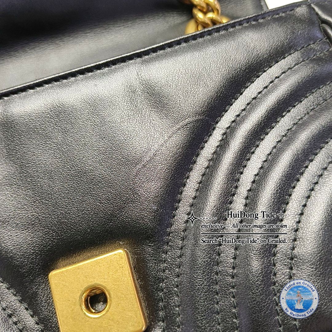 Gucci Gucci GG Marmont Small Black Leather Shoulder Bag Size ONE SIZE - 11 Thumbnail