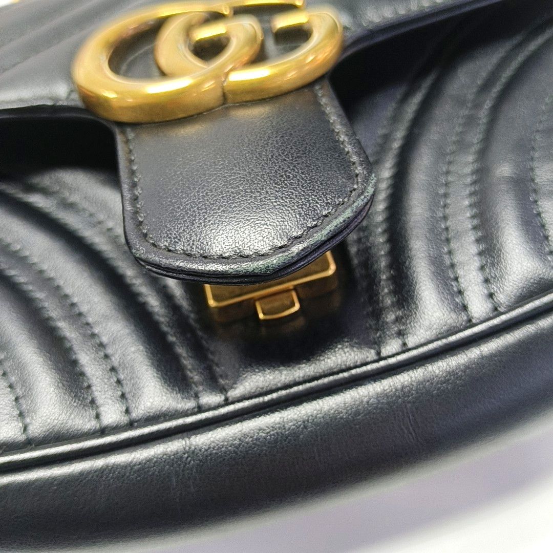Gucci Gucci GG Marmont Small Black Leather Shoulder Bag Size ONE SIZE - 13 Thumbnail