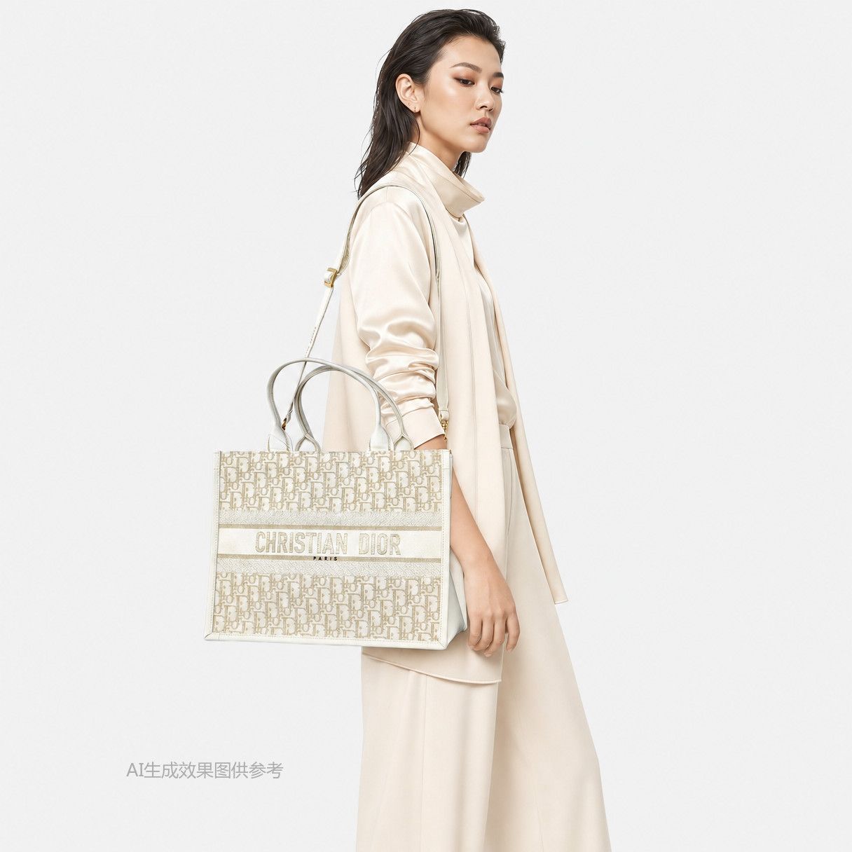 Dior Dior Book Tote Gold Canvas Logo Medium Tote Bag Size ONE SIZE - 2 Thumbnail