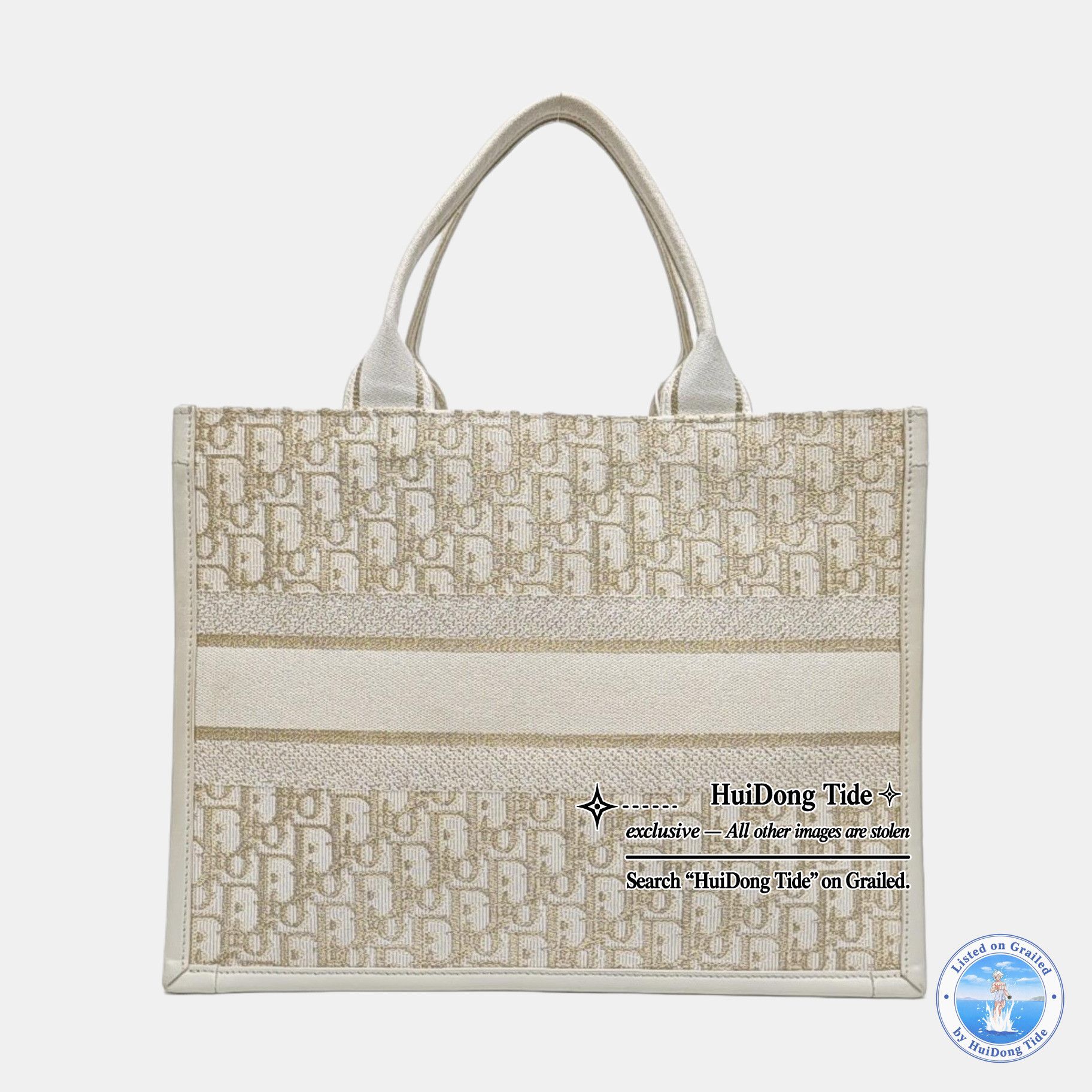 Dior Dior Book Tote Gold Canvas Logo Medium Tote Bag Size ONE SIZE - 5 Thumbnail