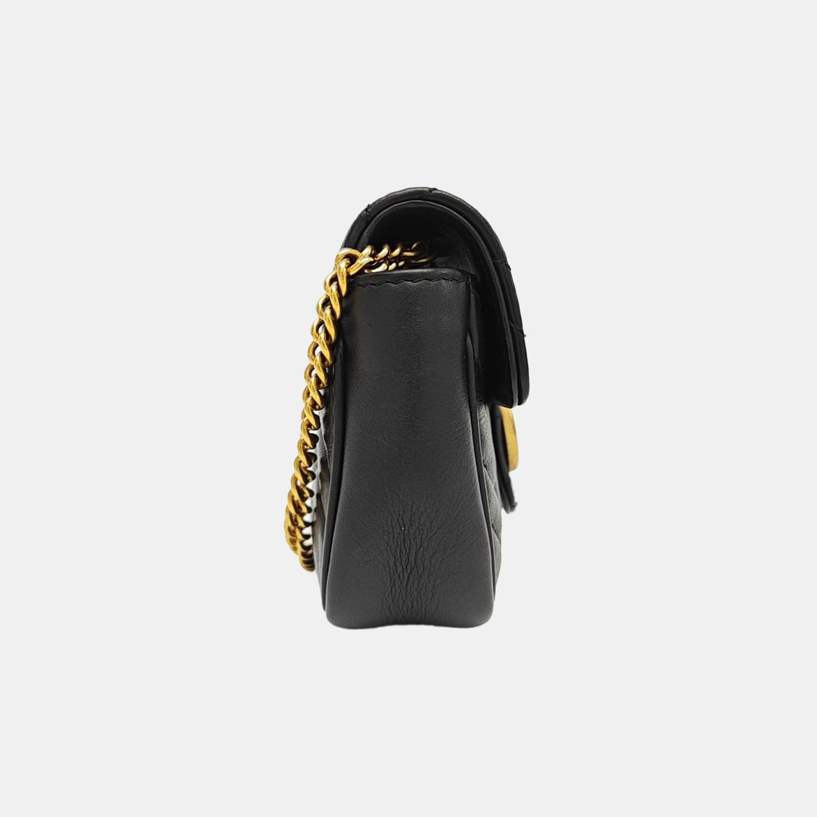 Gucci Gucci GG Marmont Black Leather Quilted Chain Shoulder Bag Size ONE SIZE - 4 Thumbnail