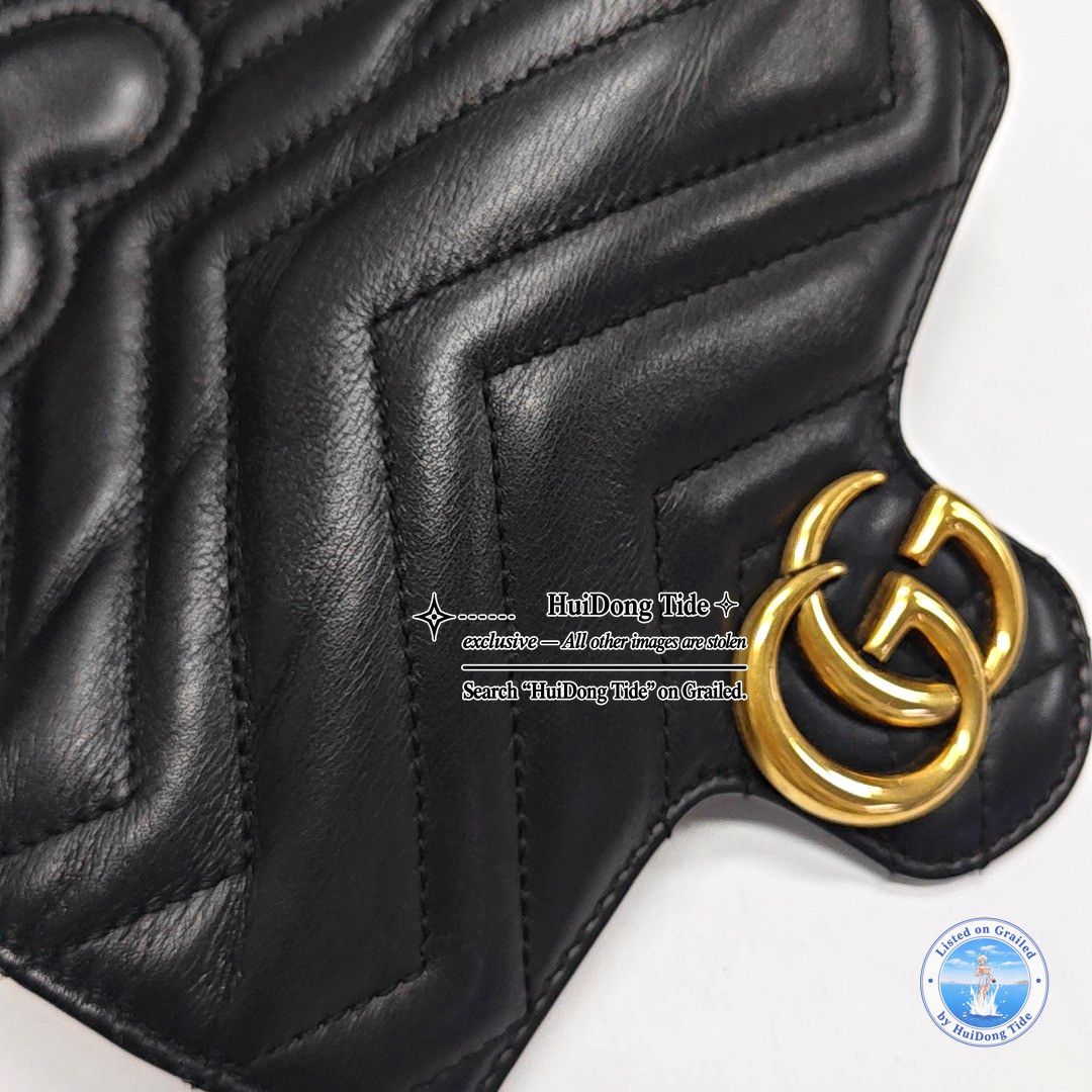 Gucci Gucci GG Marmont Black Leather Quilted Chain Shoulder Bag Size ONE SIZE - 10 Thumbnail