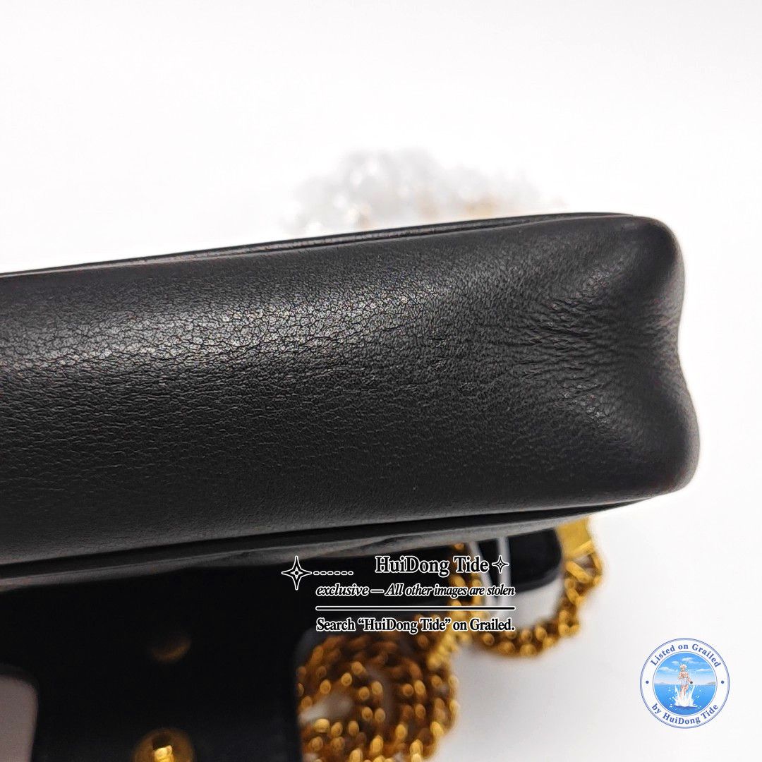 Gucci Gucci GG Marmont Black Leather Quilted Chain Shoulder Bag Size ONE SIZE - 16 Thumbnail