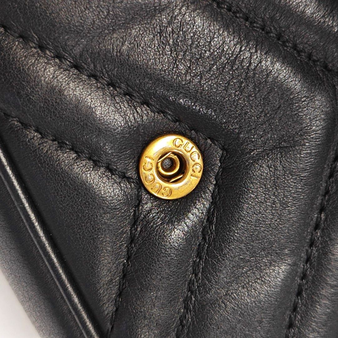Gucci Gucci GG Marmont Black Leather Quilted Chain Shoulder Bag Size ONE SIZE - 9 Thumbnail
