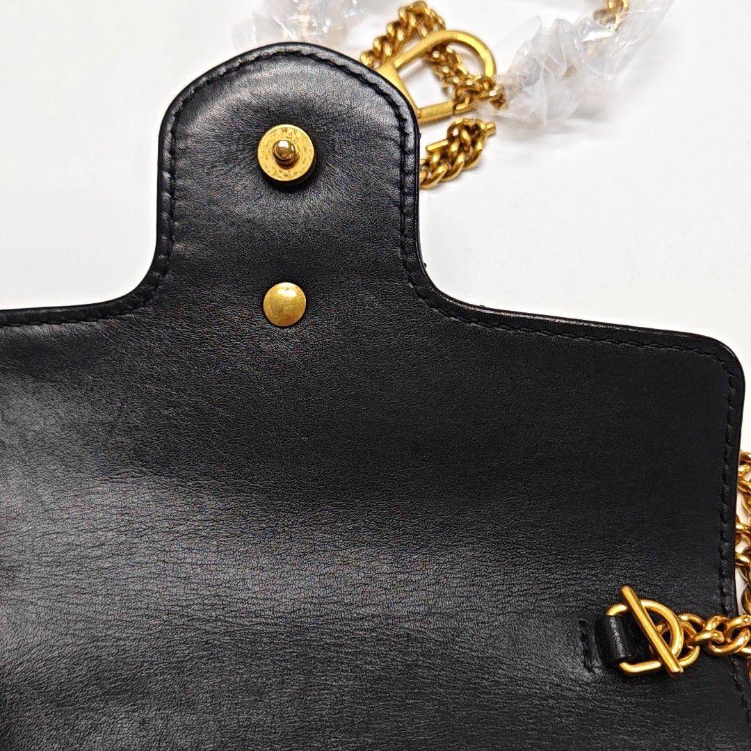 Gucci Gucci GG Marmont Black Leather Quilted Chain Shoulder Bag Size ONE SIZE - 11 Thumbnail