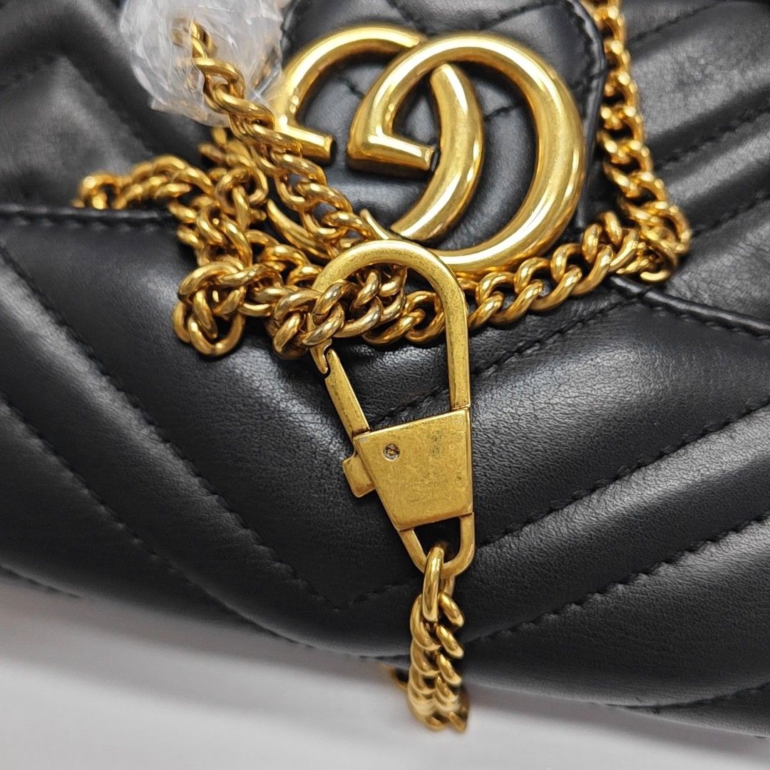 Gucci Gucci GG Marmont Black Leather Quilted Chain Shoulder Bag Size ONE SIZE - 19 Thumbnail