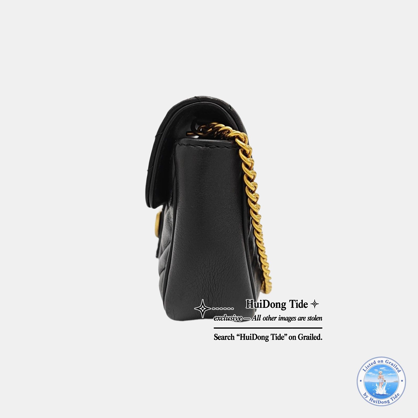 Gucci Gucci GG Marmont Black Leather Quilted Chain Shoulder Bag Size ONE SIZE - 3 Thumbnail