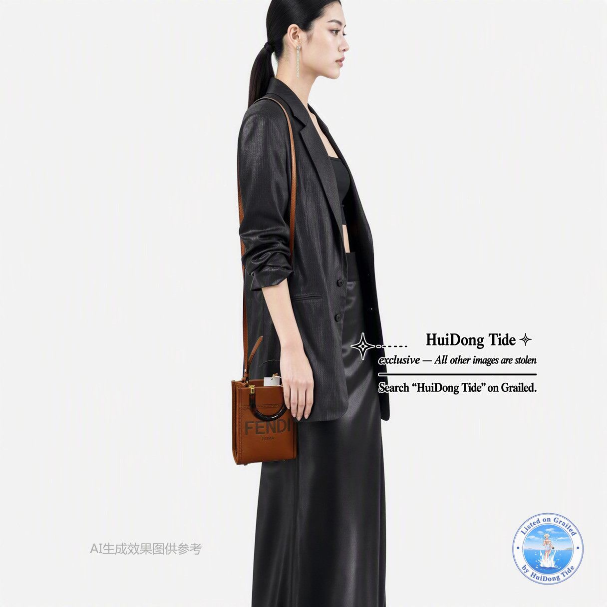 Fendi Fendi Sunshine Brown Leather Embossed Tote Bag One Size Size ONE SIZE - 2 Thumbnail