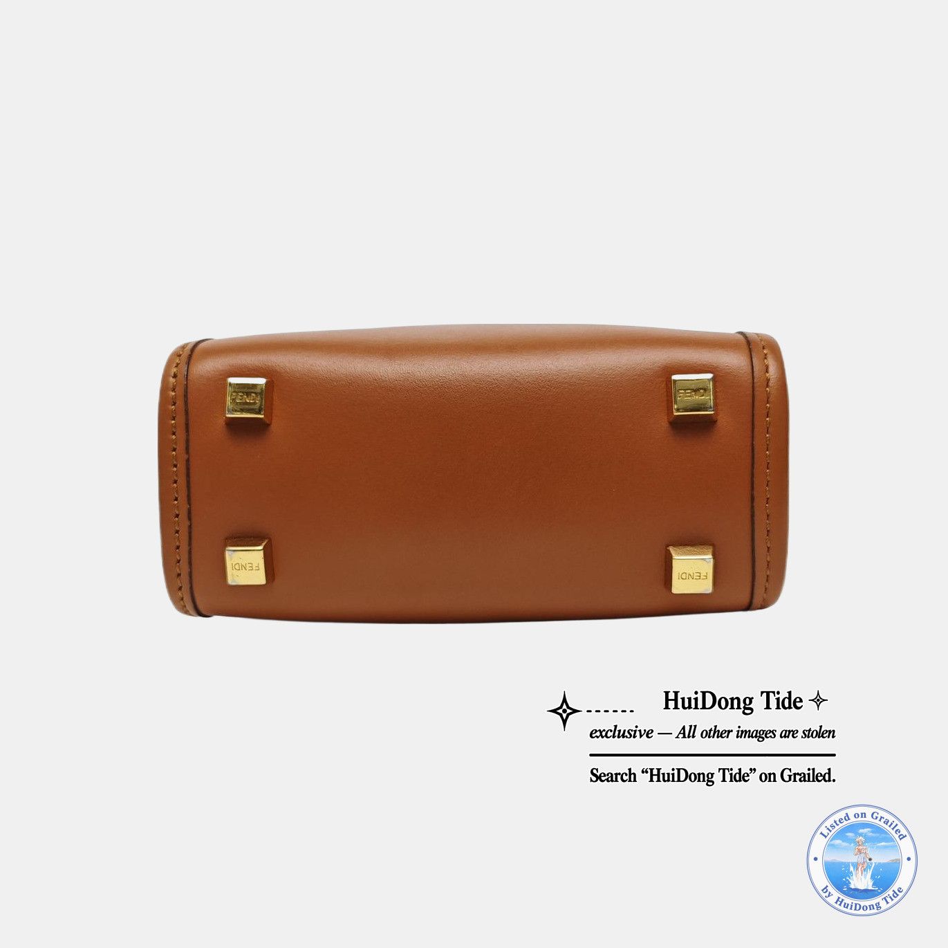 Fendi Fendi Sunshine Brown Leather Embossed Tote Bag One Size Size ONE SIZE - 6 Thumbnail