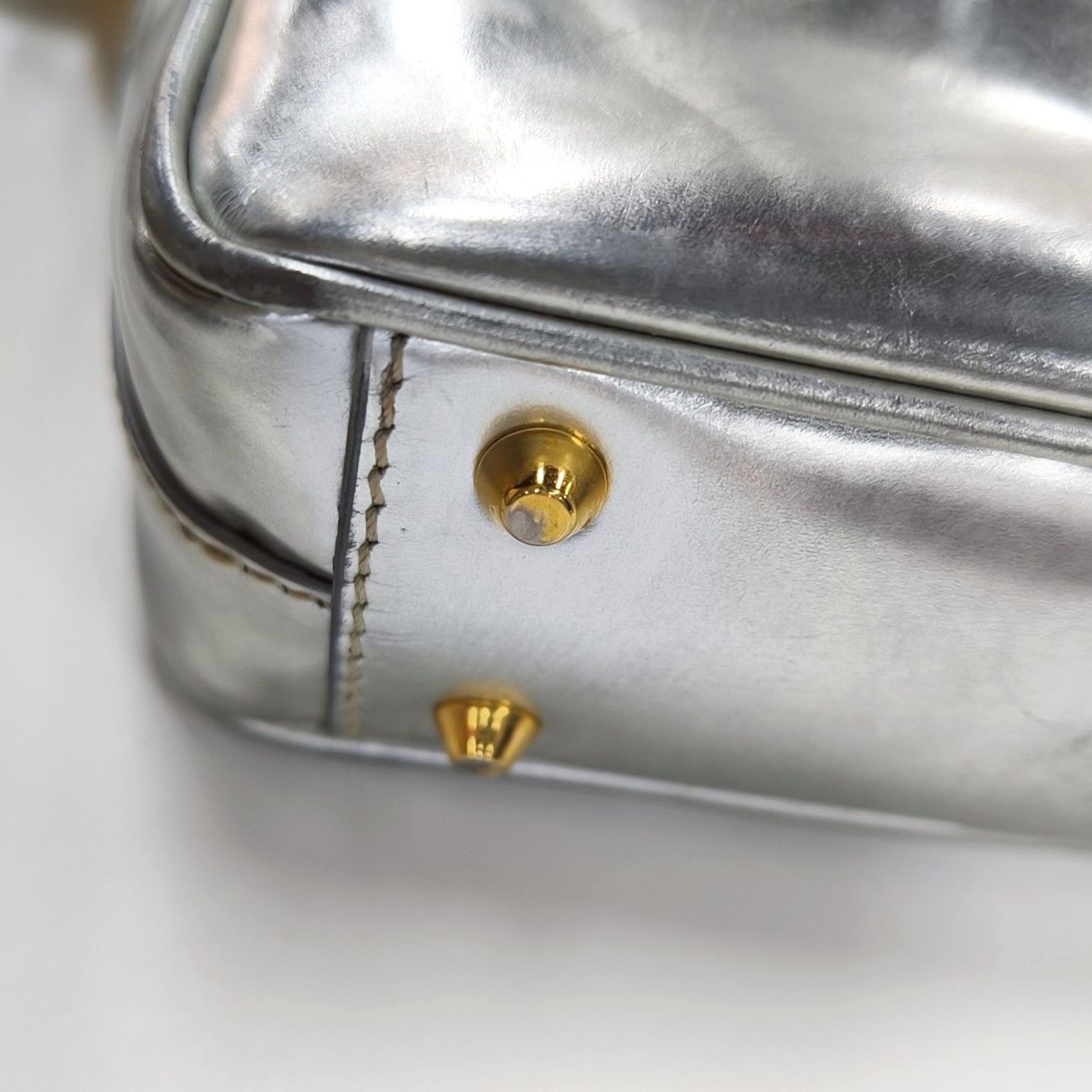 Prada Prada Bauletto Metallic Leather Logo Handle Bag Size ONE SIZE - 12 Thumbnail