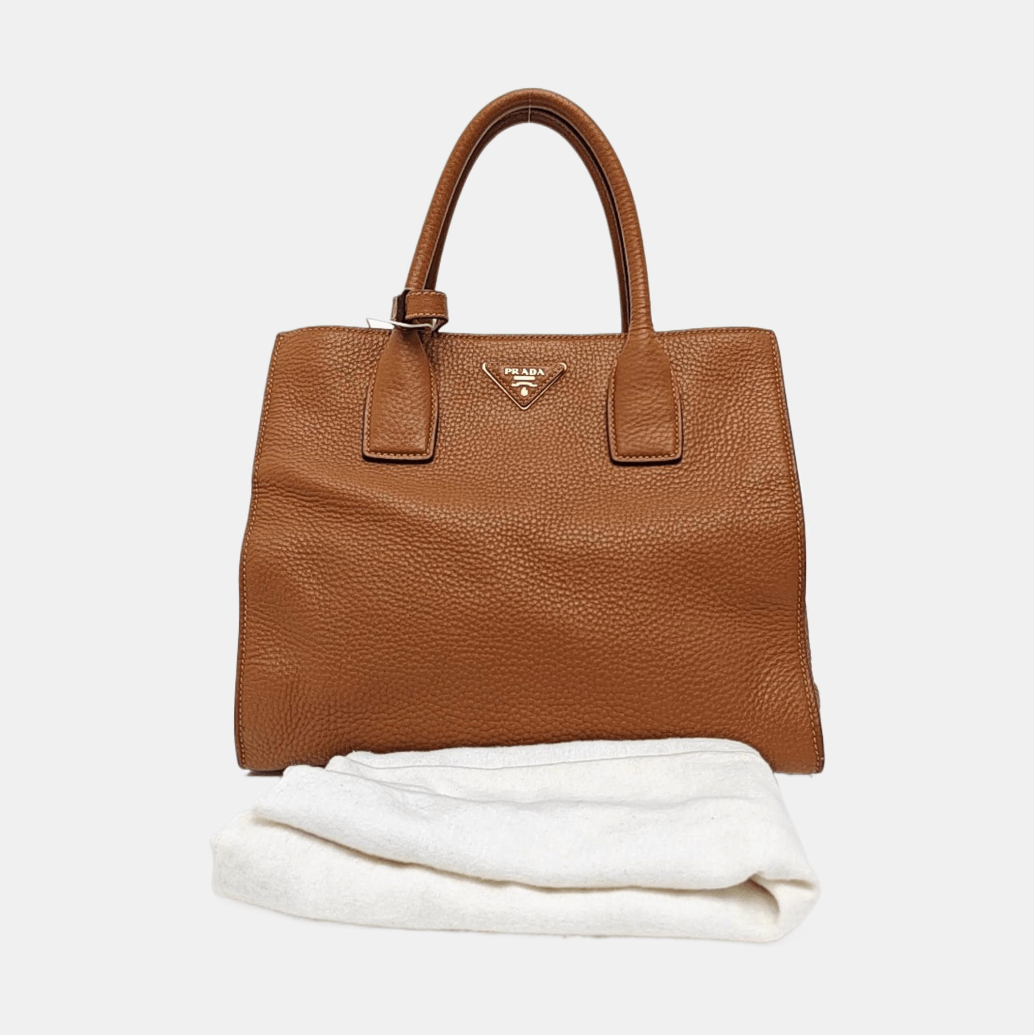 Prada Prada Brown Leather Logo Tote Bag Size ONE SIZE - 8 Thumbnail