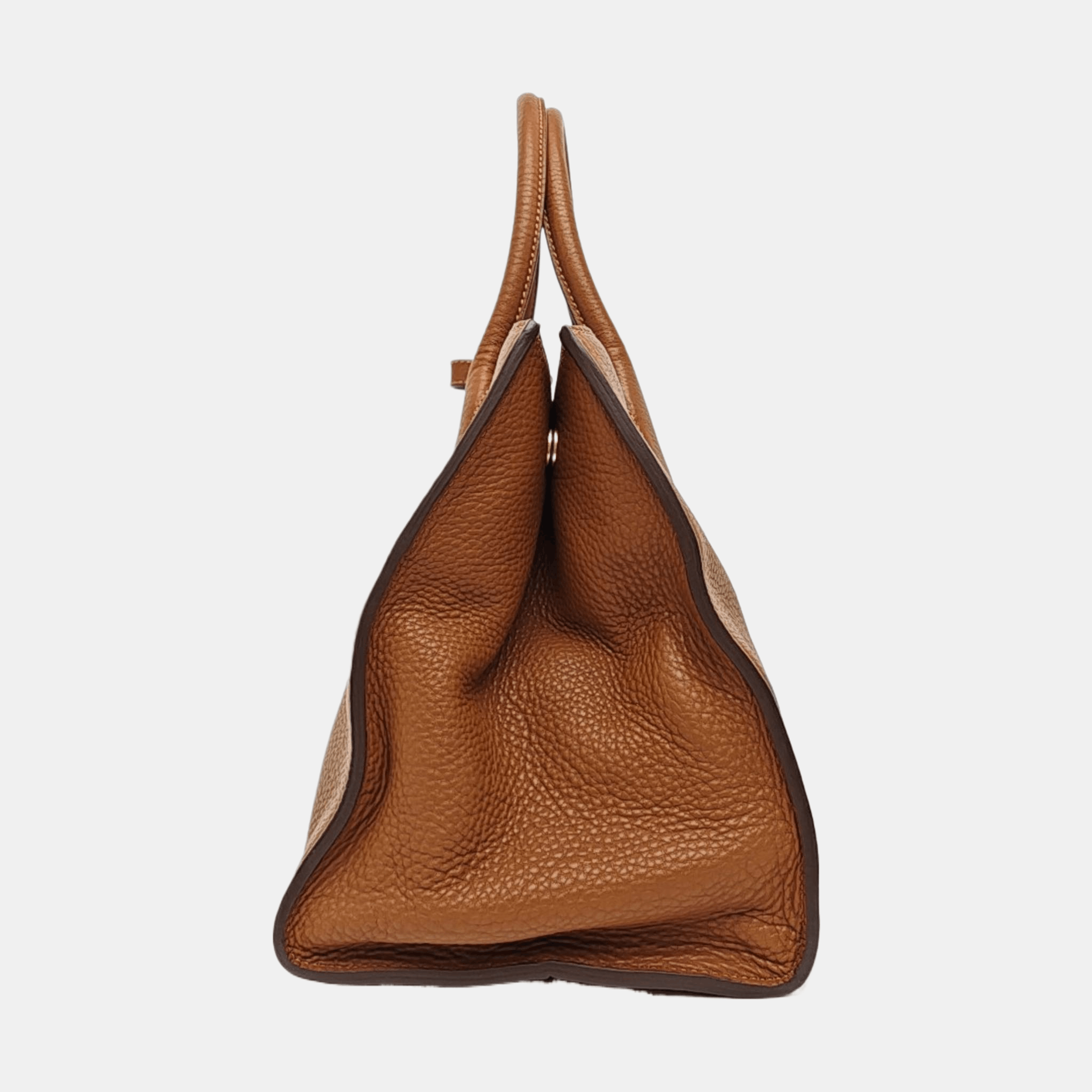 Prada Prada Brown Leather Logo Tote Bag Size ONE SIZE - 3 Thumbnail