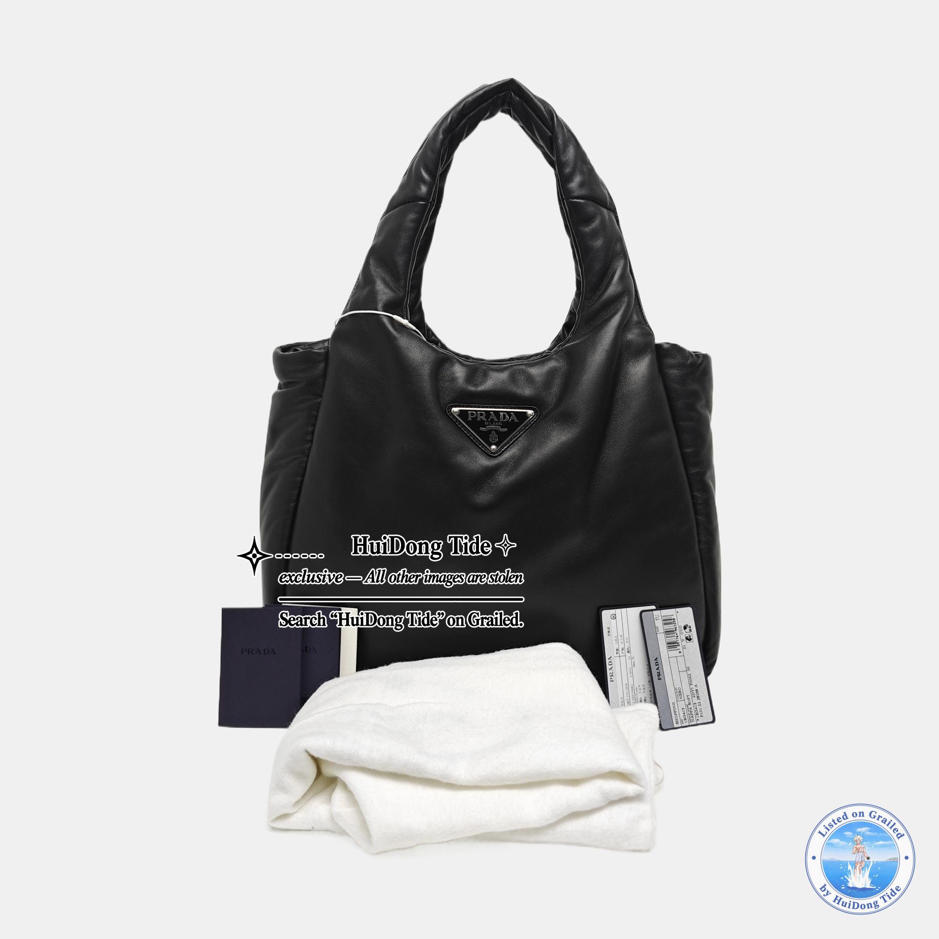 Prada Prada Soft Nappa Leather Logo Tote Bag Size ONE SIZE - 8 Thumbnail