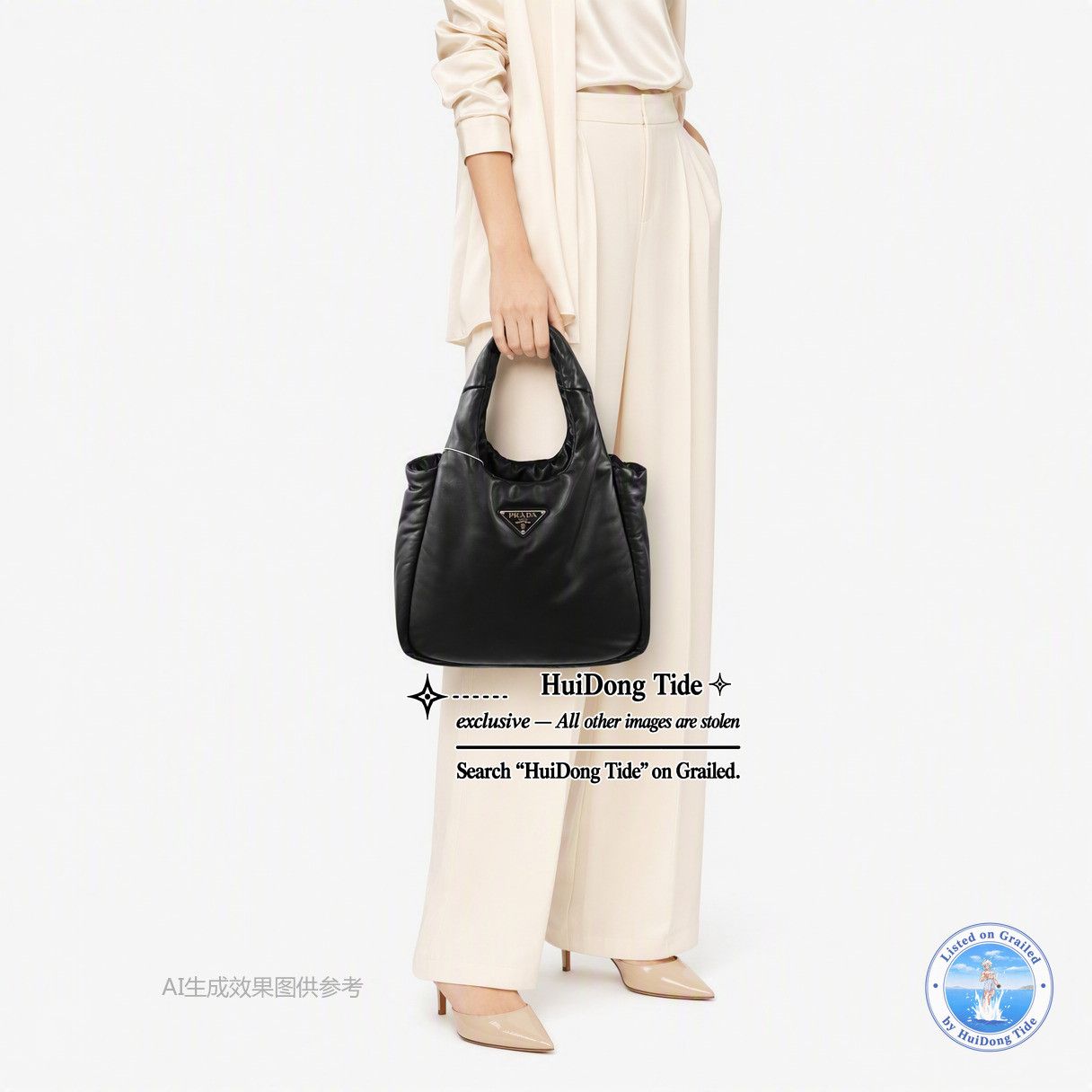 Prada Prada Soft Nappa Leather Logo Tote Bag Size ONE SIZE - 2 Thumbnail