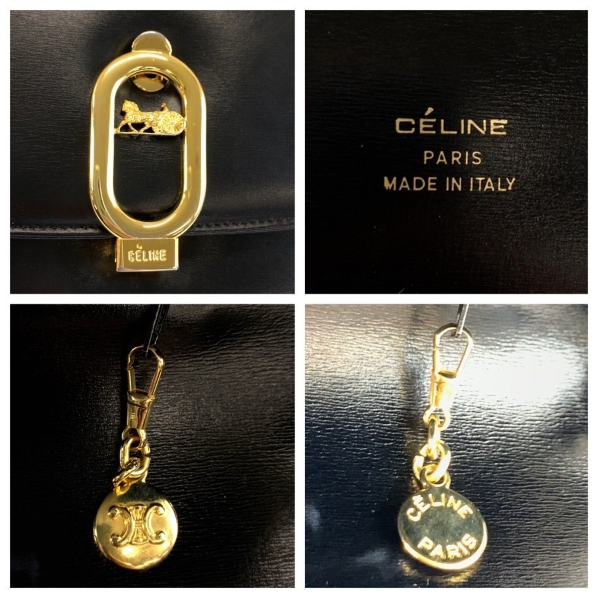 Celine CELINE Vintage Carriage Hardware Black Leather Handbag Shoulder Bag for Women Size ONE SIZE - 4 Thumbnail