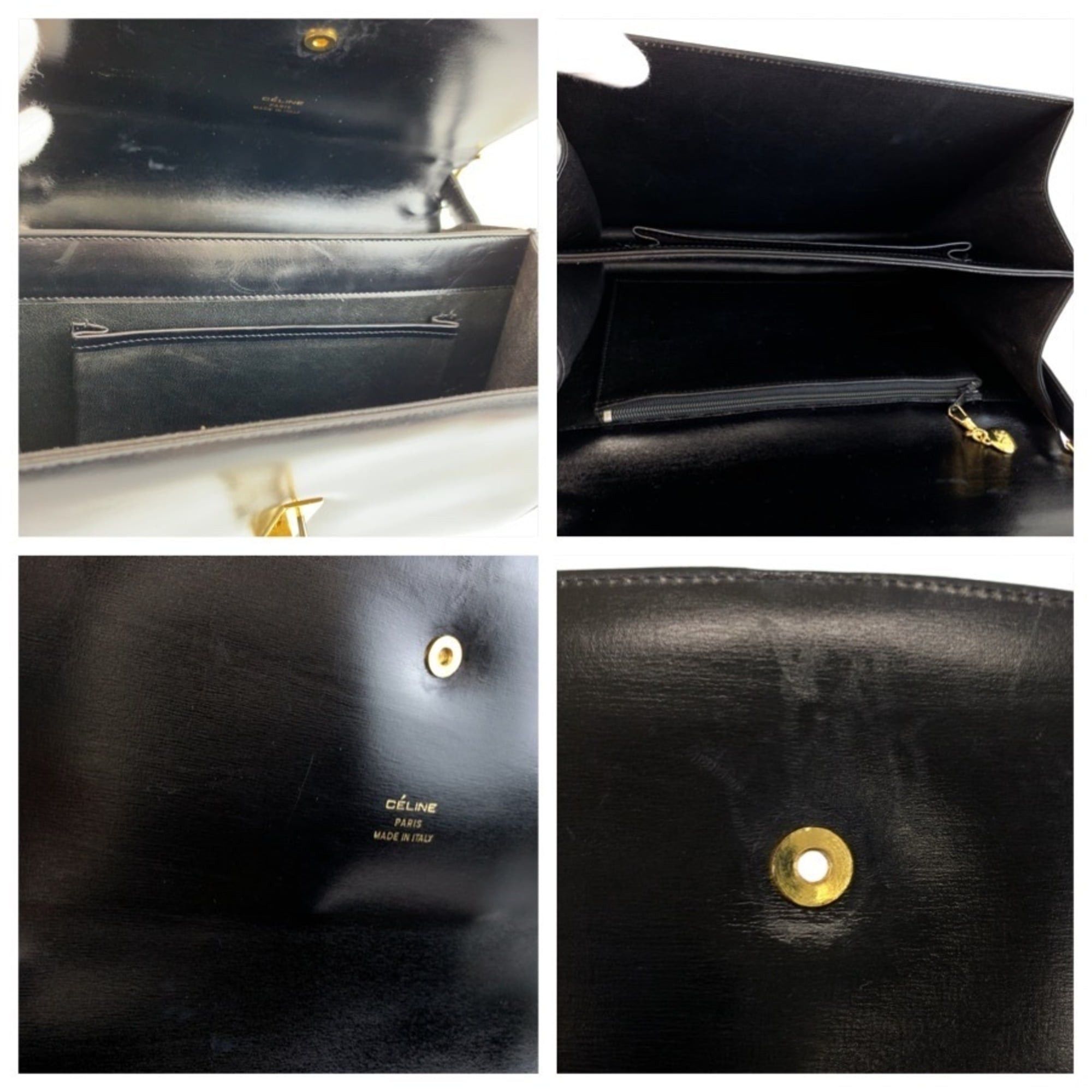 Celine CELINE Vintage Carriage Hardware Black Leather Handbag Shoulder Bag for Women Size ONE SIZE - 5 Thumbnail