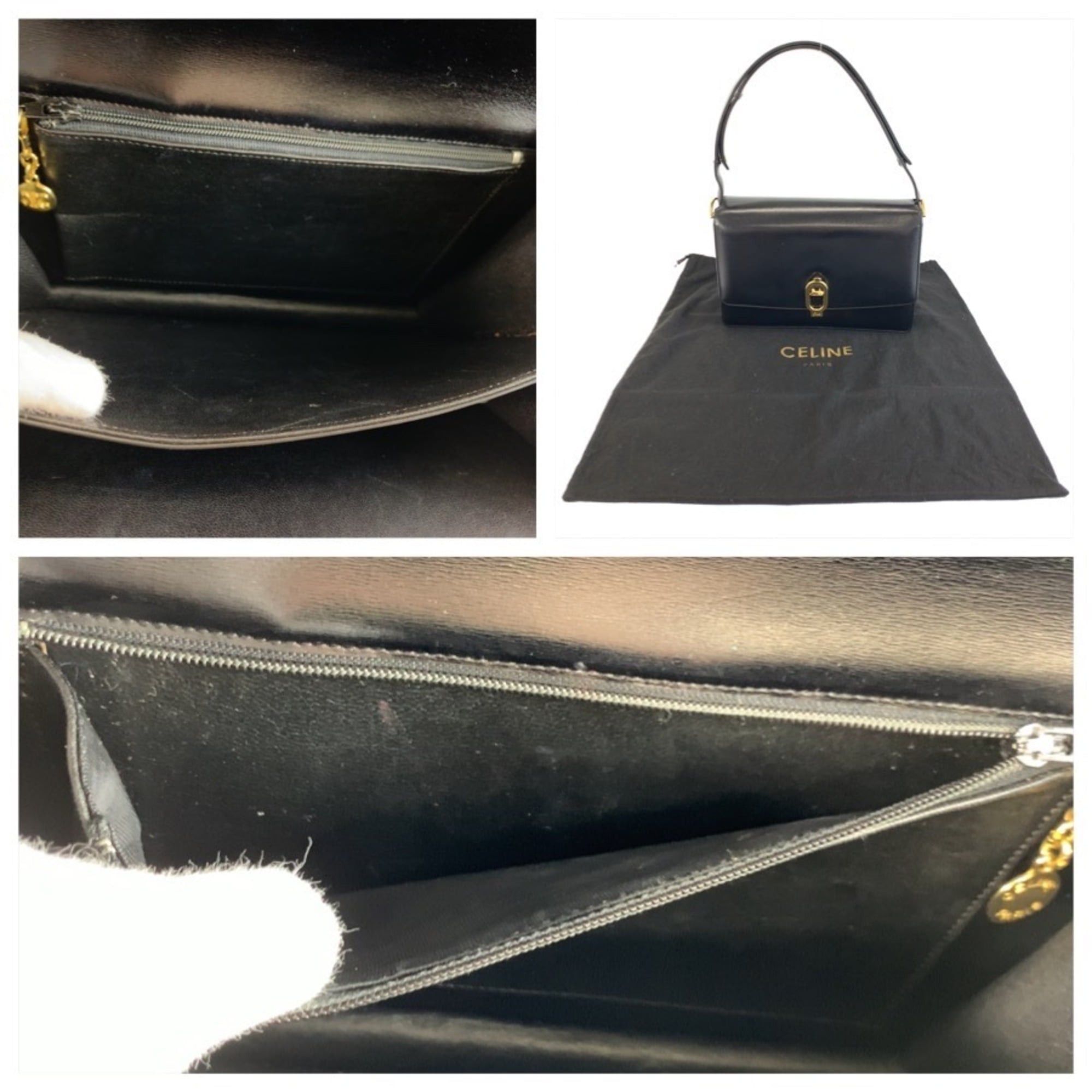 Celine CELINE Vintage Carriage Hardware Black Leather Handbag Shoulder Bag for Women Size ONE SIZE - 6 Thumbnail