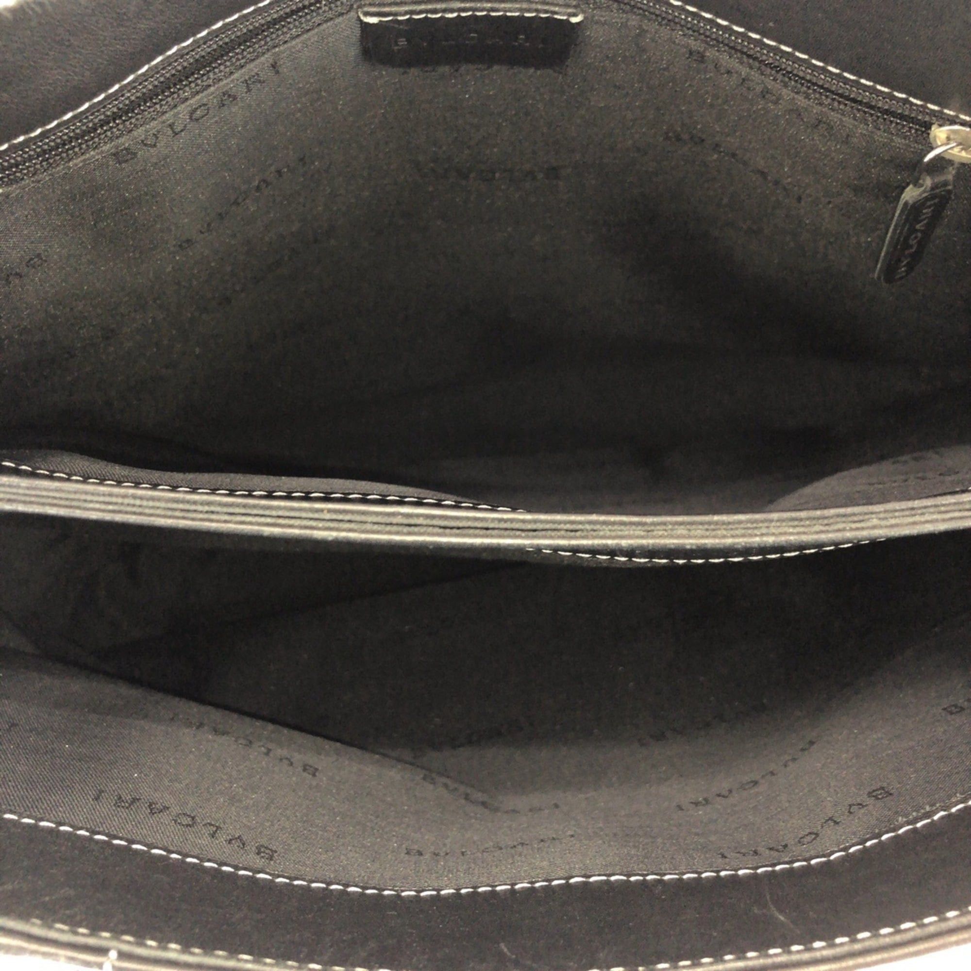 Bvlgari BVLGARI Vintage 2-way Black Leather Tote Bag/Shoulder Bag with Silver Hardware for Women Size ONE SIZE - 9 Thumbnail