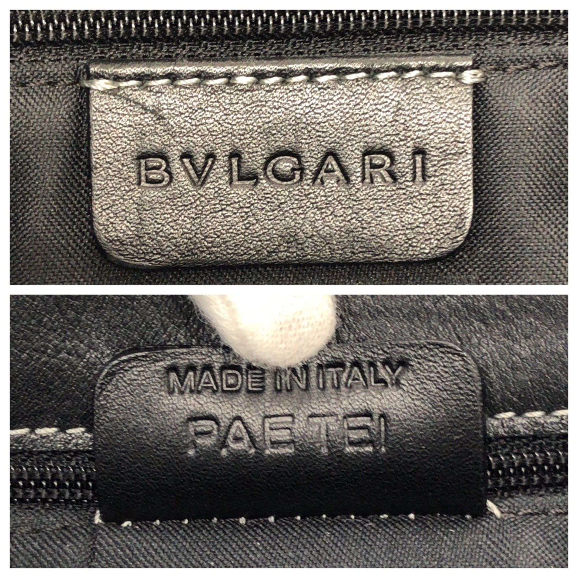 Bvlgari BVLGARI Vintage 2-way Black Leather Tote Bag/Shoulder Bag with Silver Hardware for Women Size ONE SIZE - 4 Thumbnail