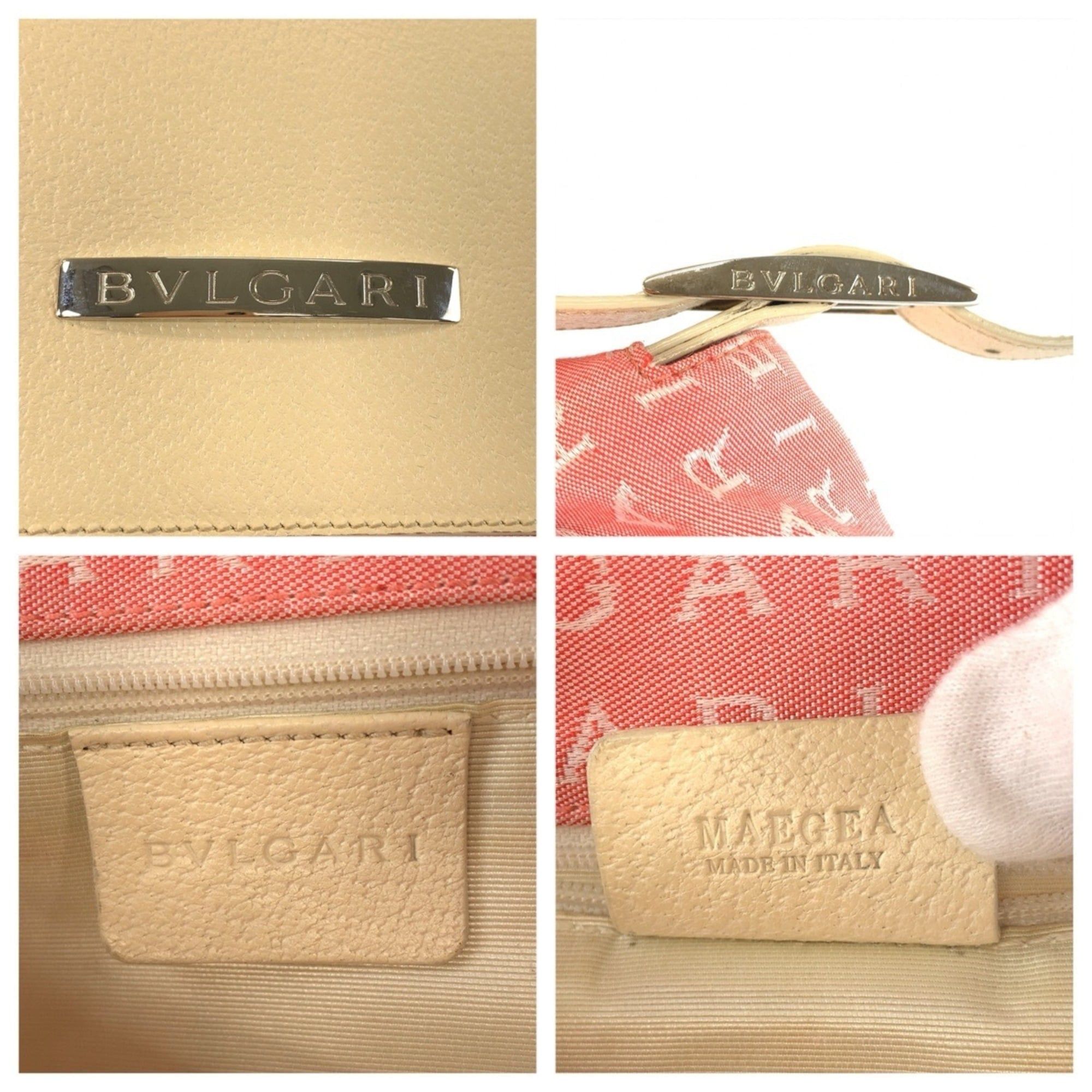 Bvlgari BVLGARI Logomania Pink Cream Silver Hardware Canvas Leather Shoulder Bag Handbag for Women Size ONE SIZE - 4 Thumbnail