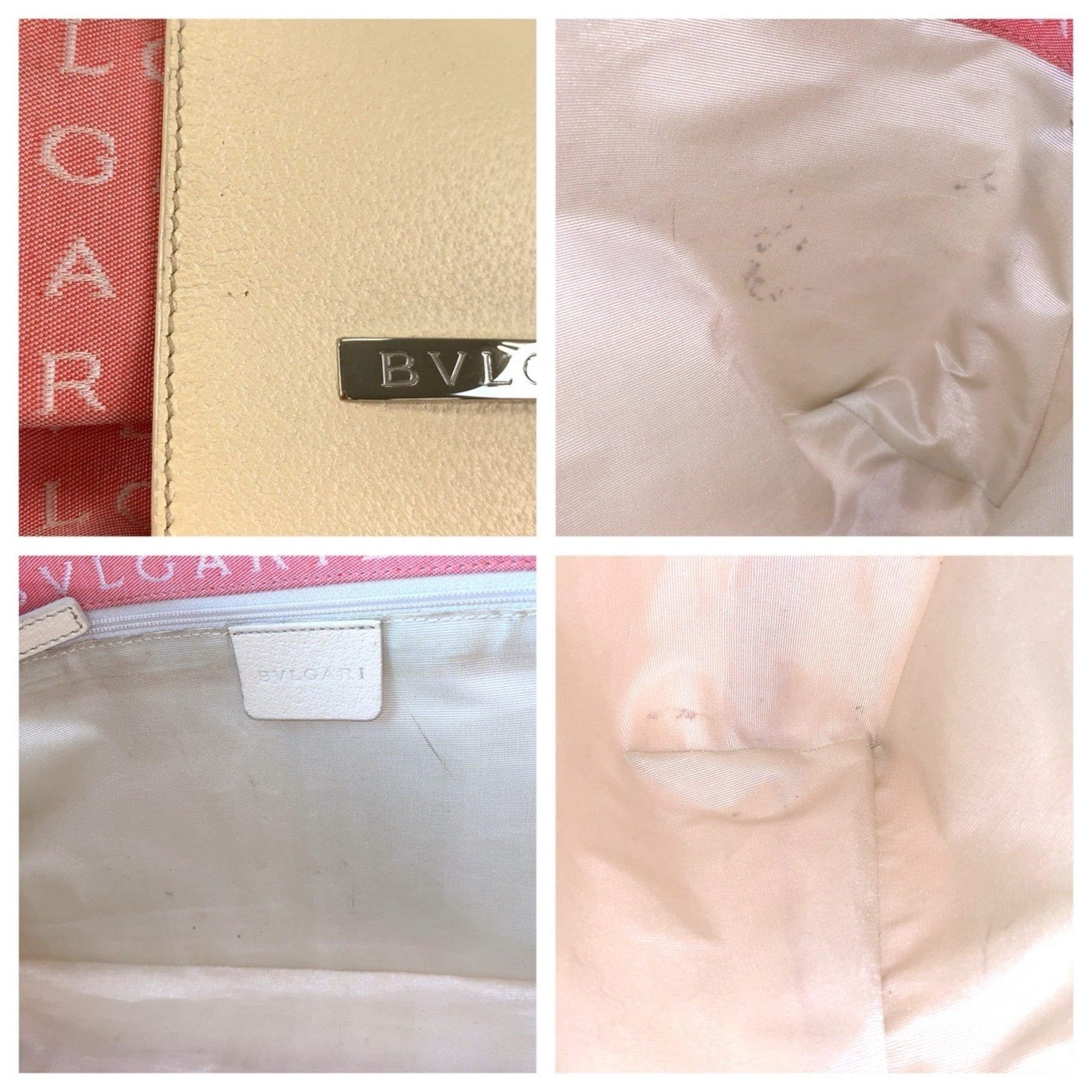 Bvlgari BVLGARI Logomania Pink Cream Silver Hardware Canvas Leather Shoulder Bag Handbag for Women Size ONE SIZE - 6 Thumbnail