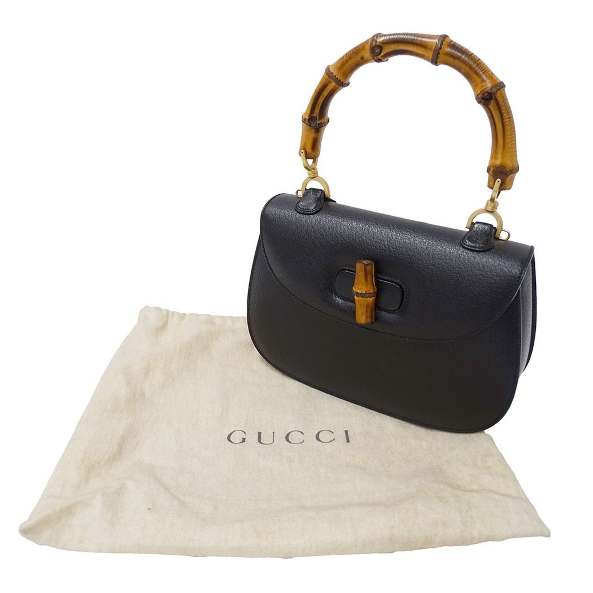 Gucci Gucci handbag for women, brand name, leather, bamboo, black, 000-926-0633, flap type. Size ONE SIZE - 5 Thumbnail