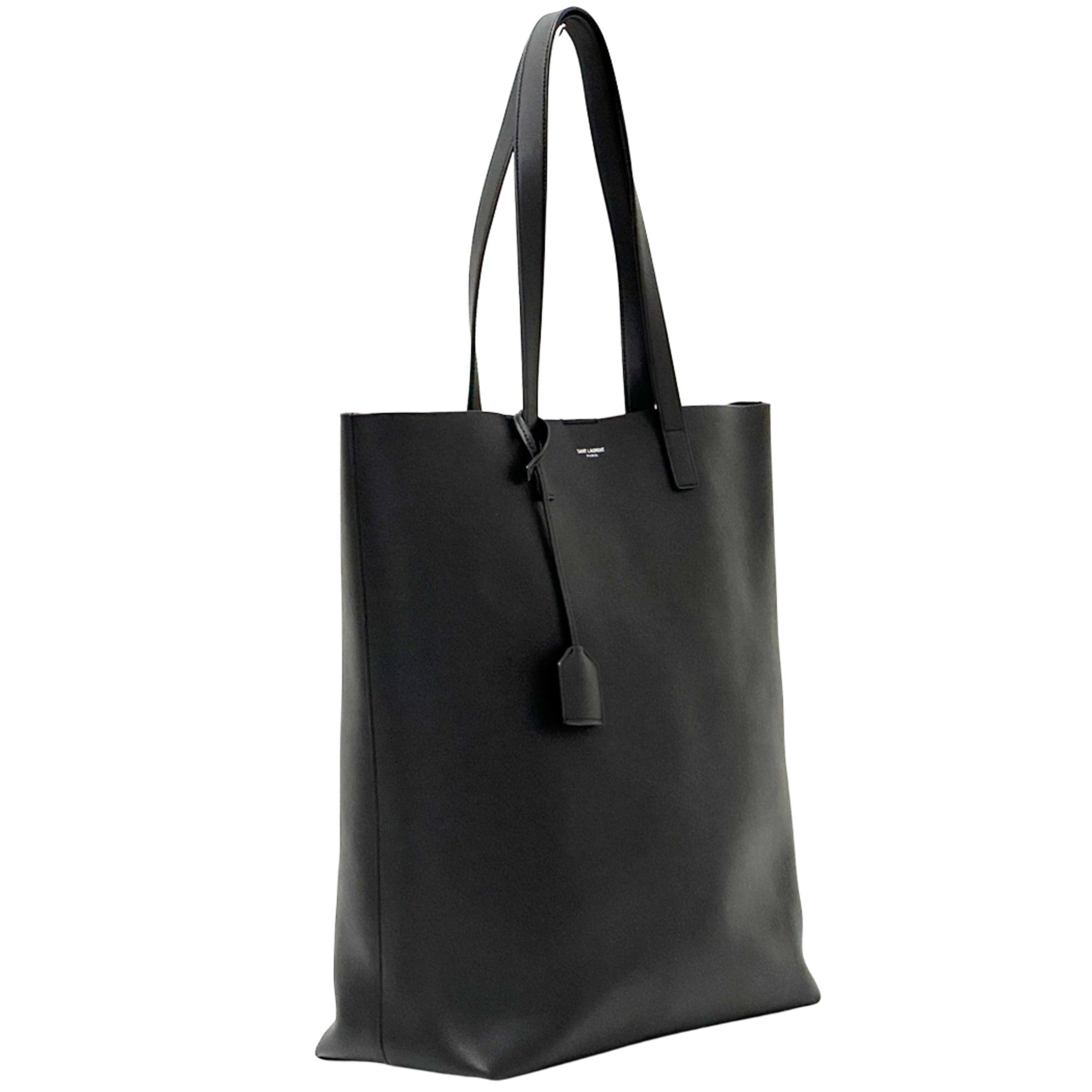 Saint Laurent Paris Saint Laurent handbag for women and men, brand name, leather, bold design, shopping tote bag, black, with pouch. Size ONE SIZE - 3 Thumbnail