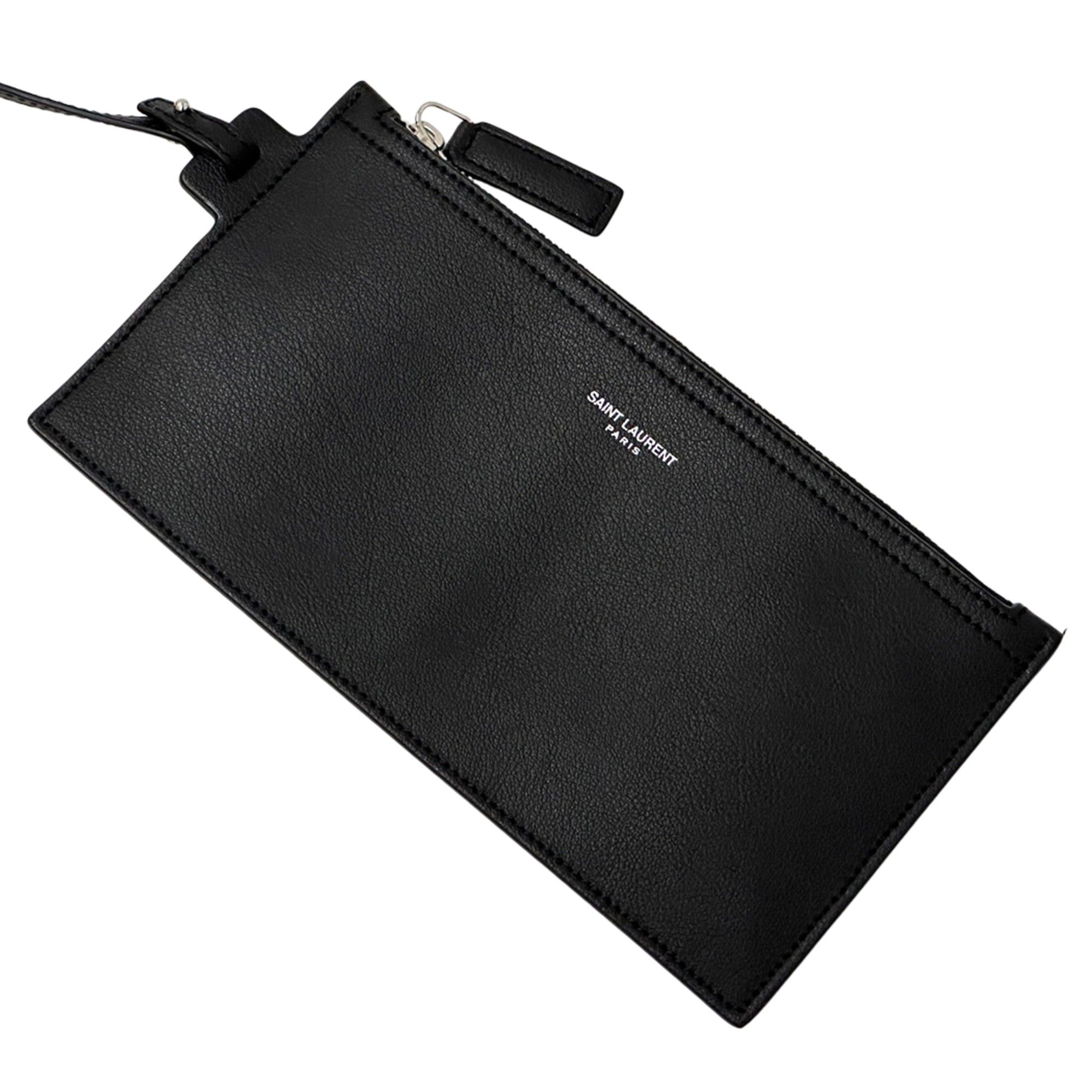Saint Laurent Paris Saint Laurent handbag for women and men, brand name, leather, bold design, shopping tote bag, black, with pouch. Size ONE SIZE - 7 Thumbnail