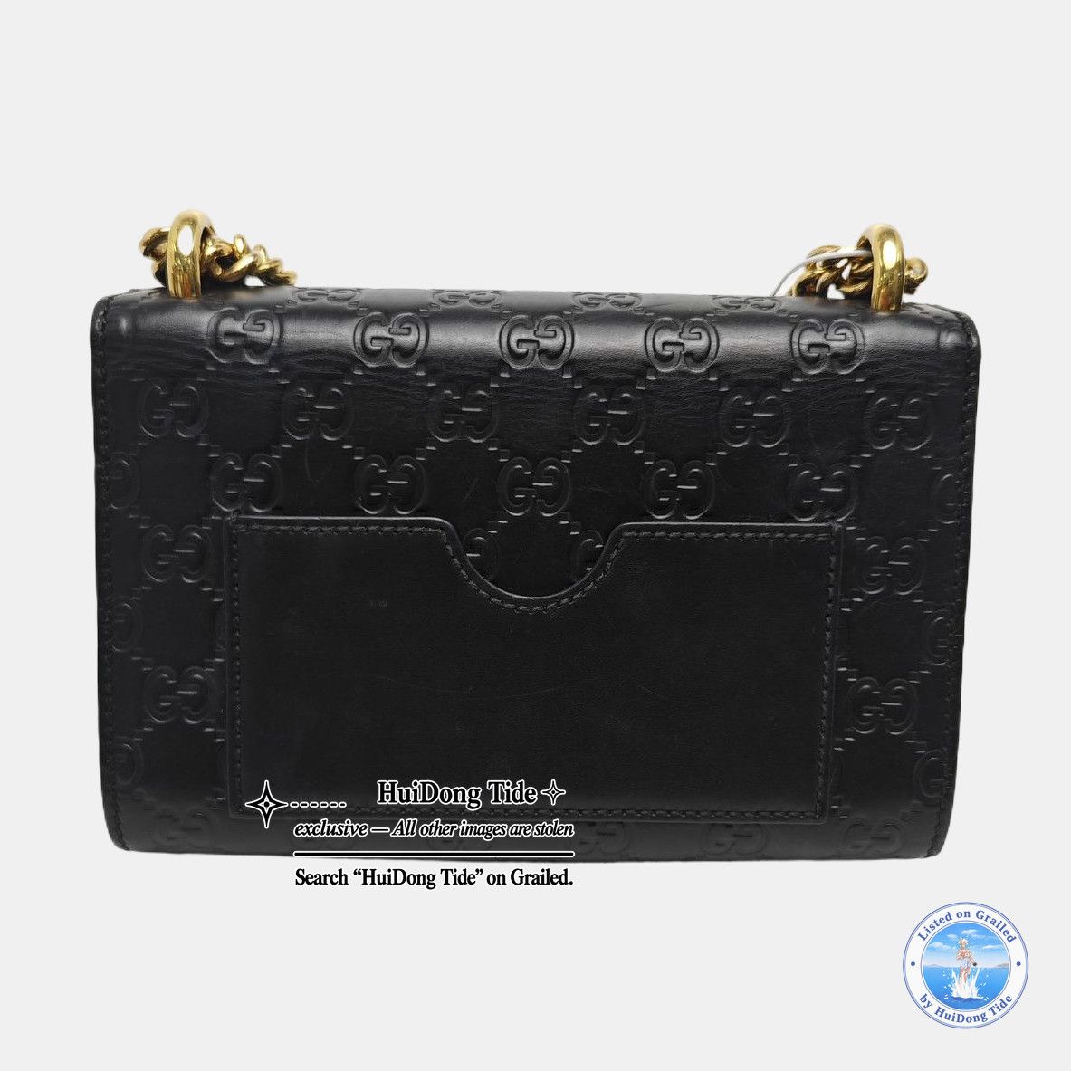 Gucci Gucci Padlock Black Leather Monogram Shoulder Bag One Size Size ONE SIZE - 5 Thumbnail
