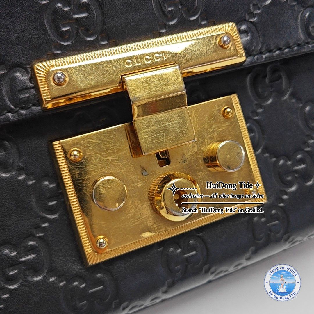 Gucci Gucci Padlock Black Leather Monogram Shoulder Bag One Size Size ONE SIZE - 9 Thumbnail