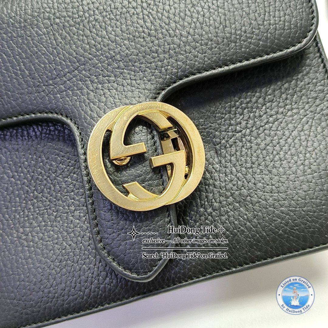 Gucci Gucci Interlocking G Leather Shoulder Bag Black Size ONE SIZE - 10 Thumbnail