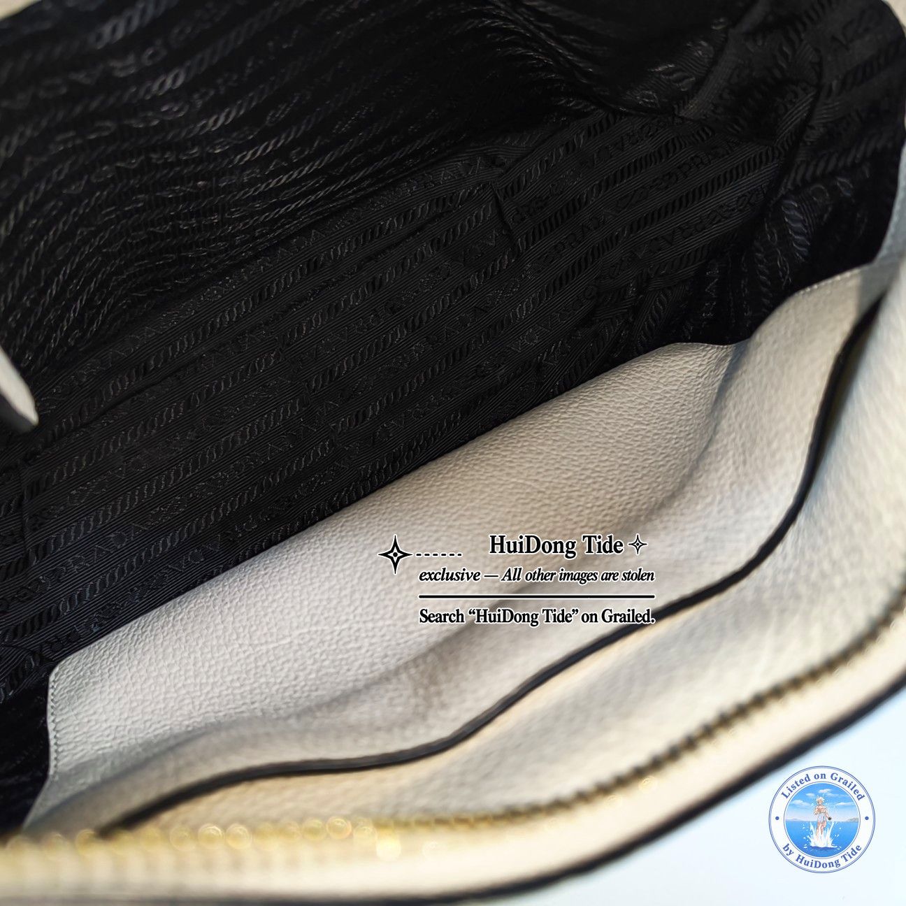 Prada Prada Pebbled Leather Shoulder Bag White Size ONE SIZE - 6 Thumbnail