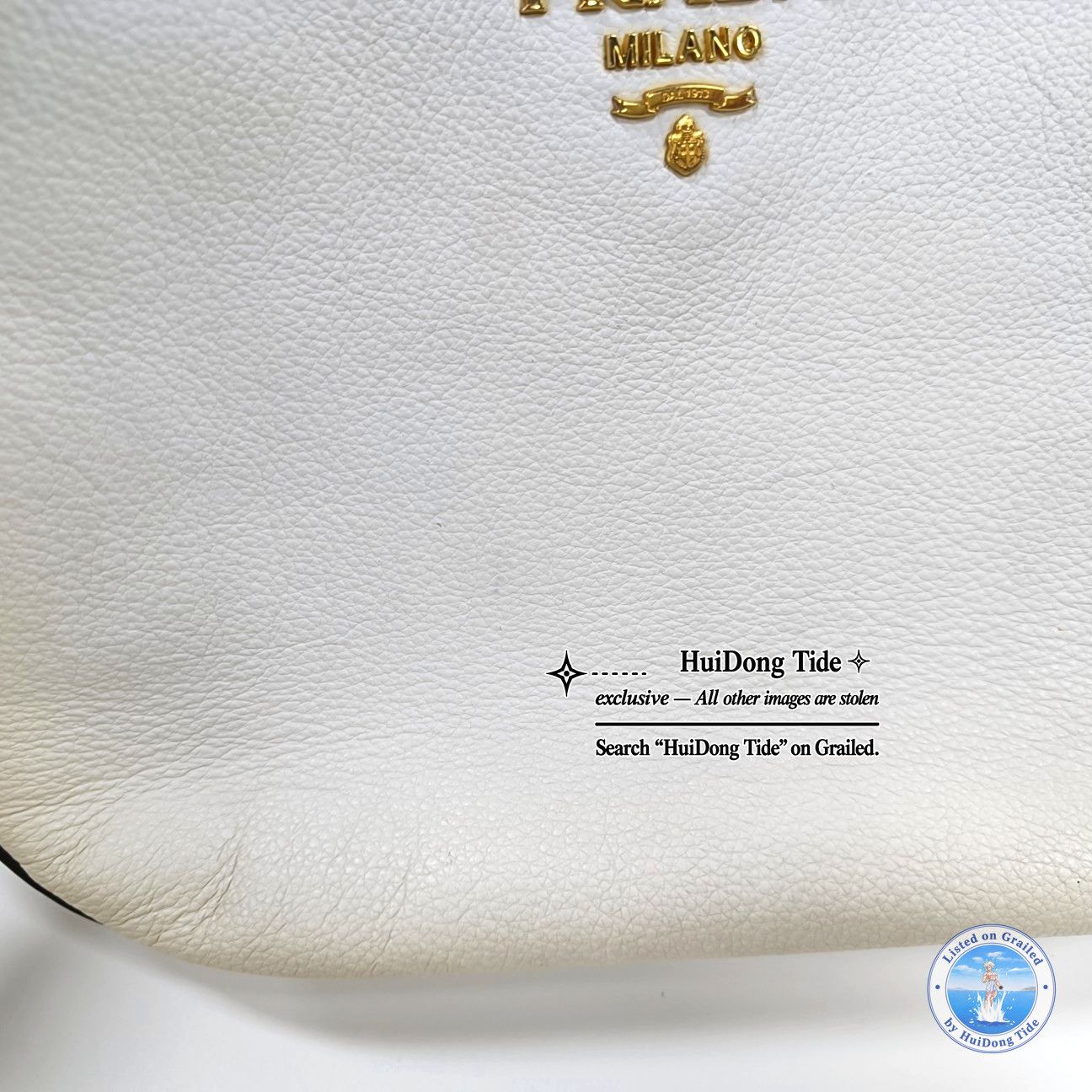 Prada Prada Pebbled Leather Shoulder Bag White Size ONE SIZE - 8 Thumbnail